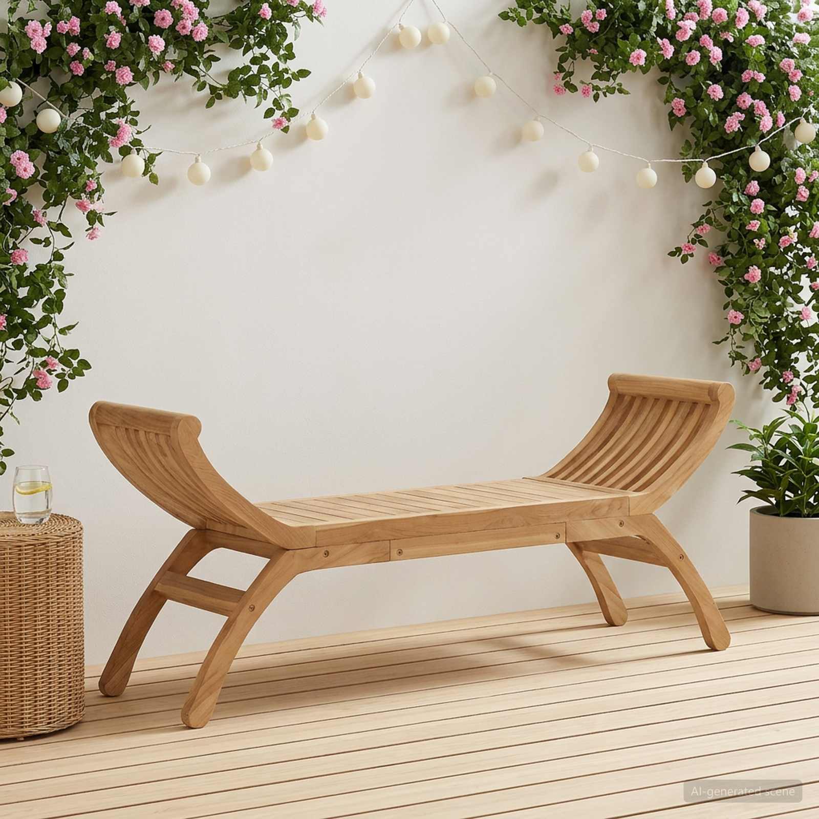 Gartenbank 2-Sitzer 126 cm Massivholz Teak Natur