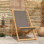 Liegestuhl Taupe Massivholz Teak