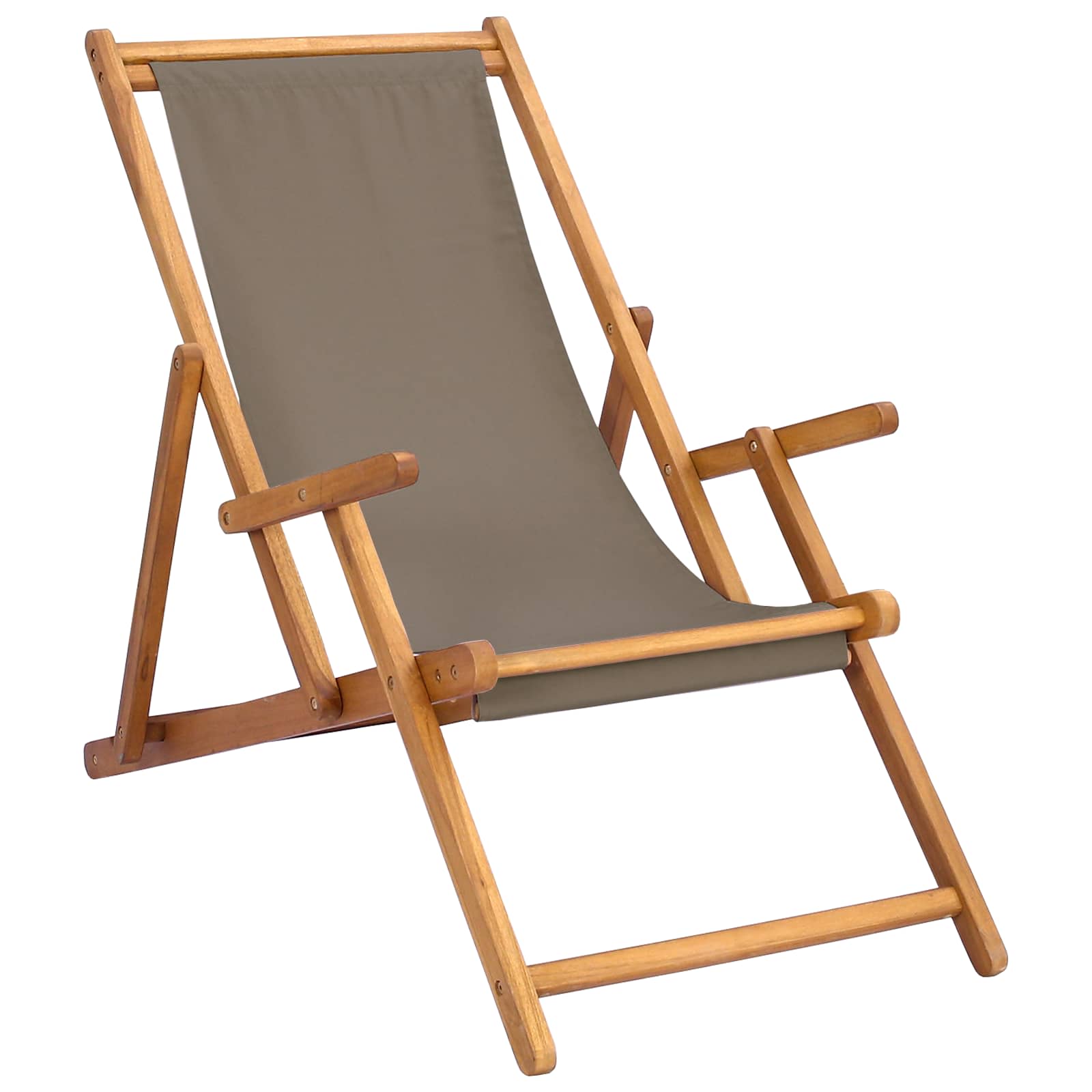Liegestuhl Taupe Massivholz Teak