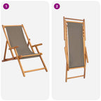 Liegestuhl Taupe Massivholz Teak