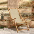 Liegestuhl Beige Massivholz Teak
