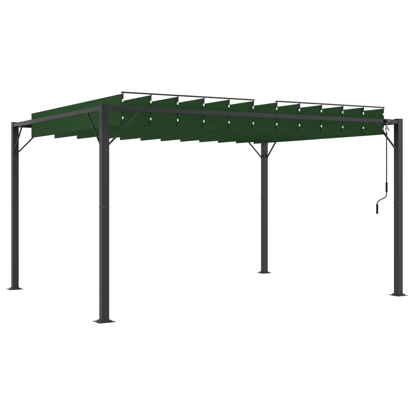 Gazebo mit Lamellen-Dach Grün 3 x 4 x 2,14 m