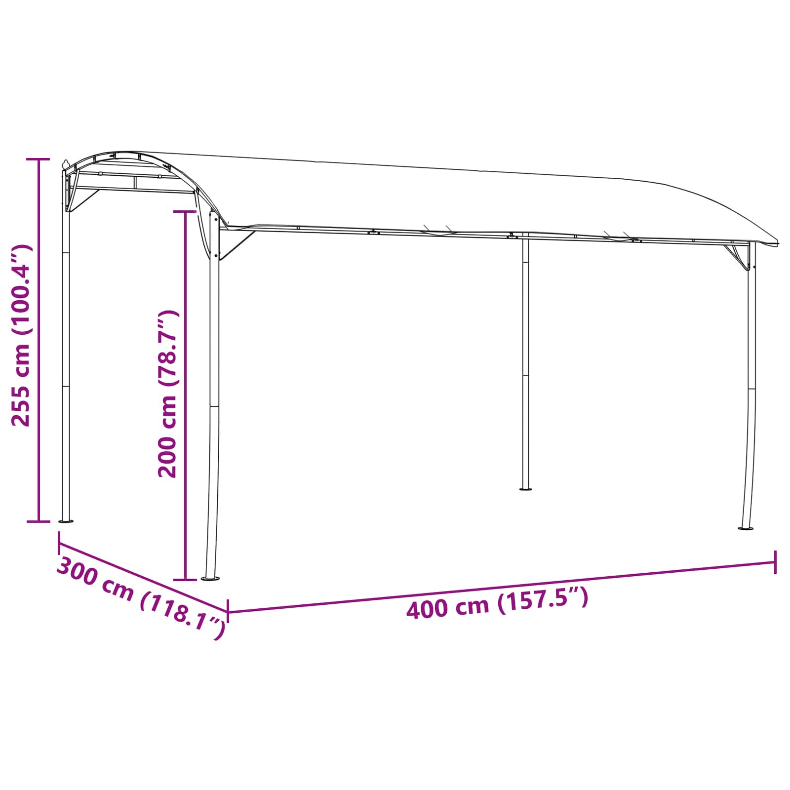 Pavillon 4 x 3 x 2,55 m Grün Stoff und Aluminium 180 gsm