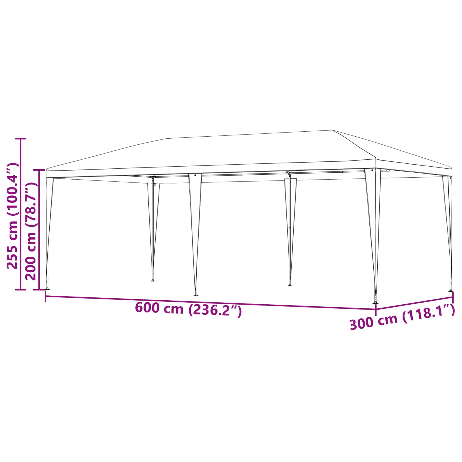 Partyzelt Rot 600 x 300 x 255 cm PE und Stahl