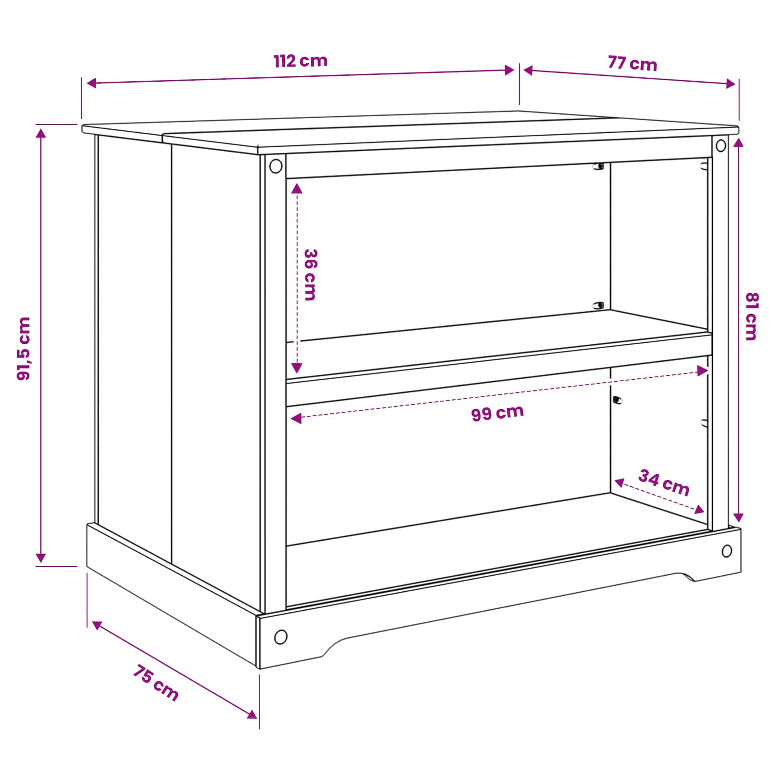 Küchentrolley 2 pcs Honigwachs 112 x 77 x 91,5 cm Massiv-Kiefer