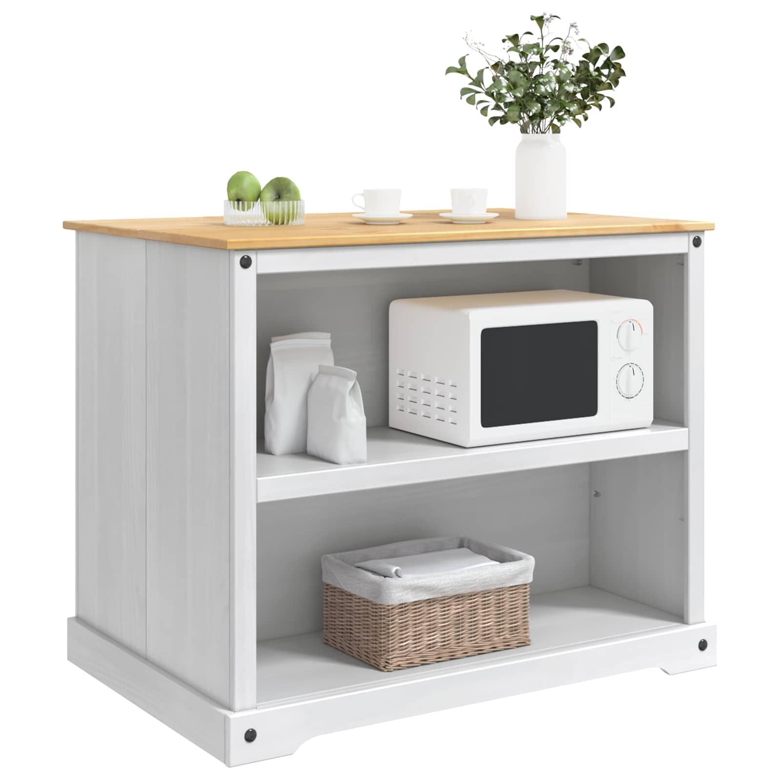 Küchentrolley 2 pcs Weiß und Honigwachs 112 x 77 x 91,5 cm
