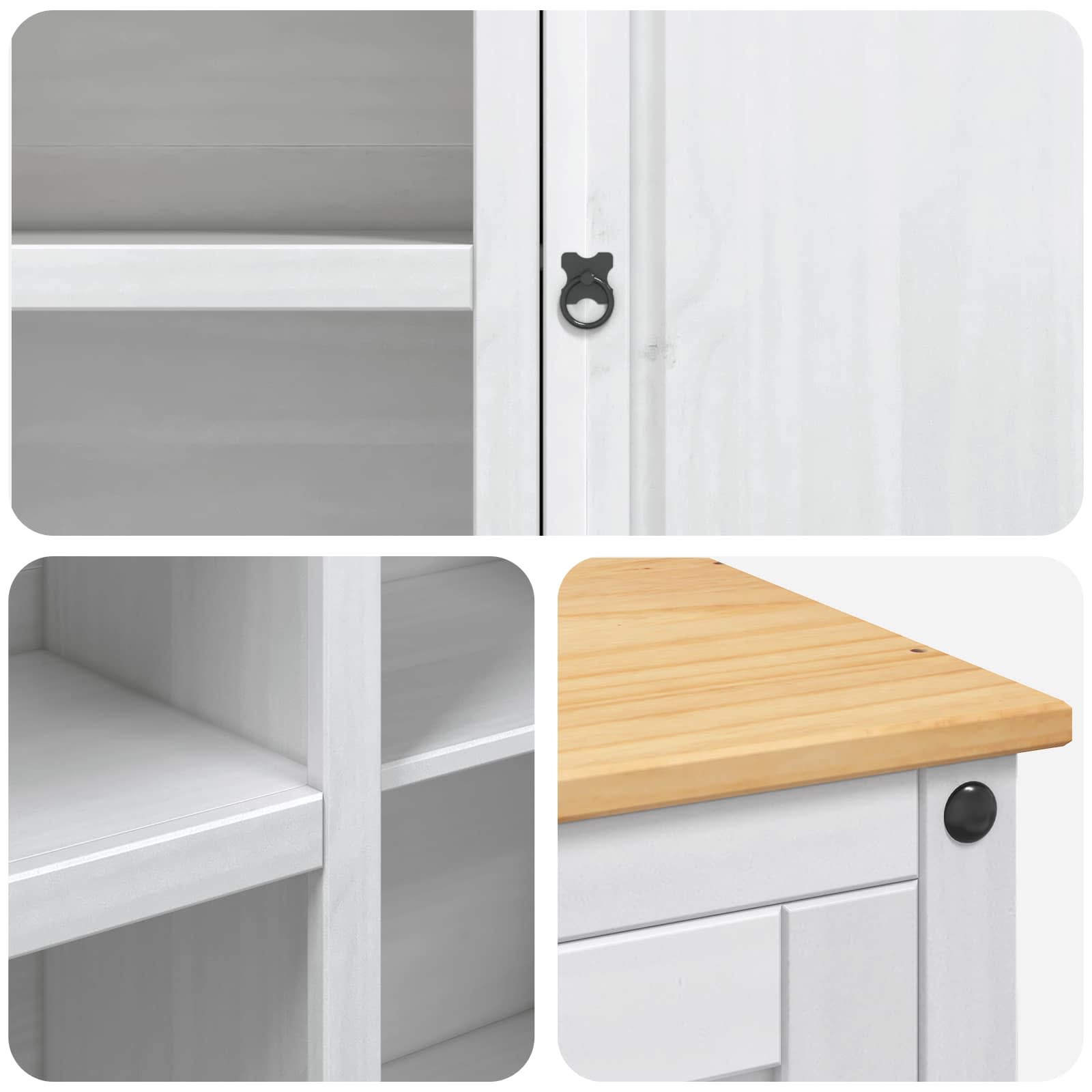 Küchentrolley 2 pcs Weiß und Honigwachs 112 x 77 x 91,5 cm