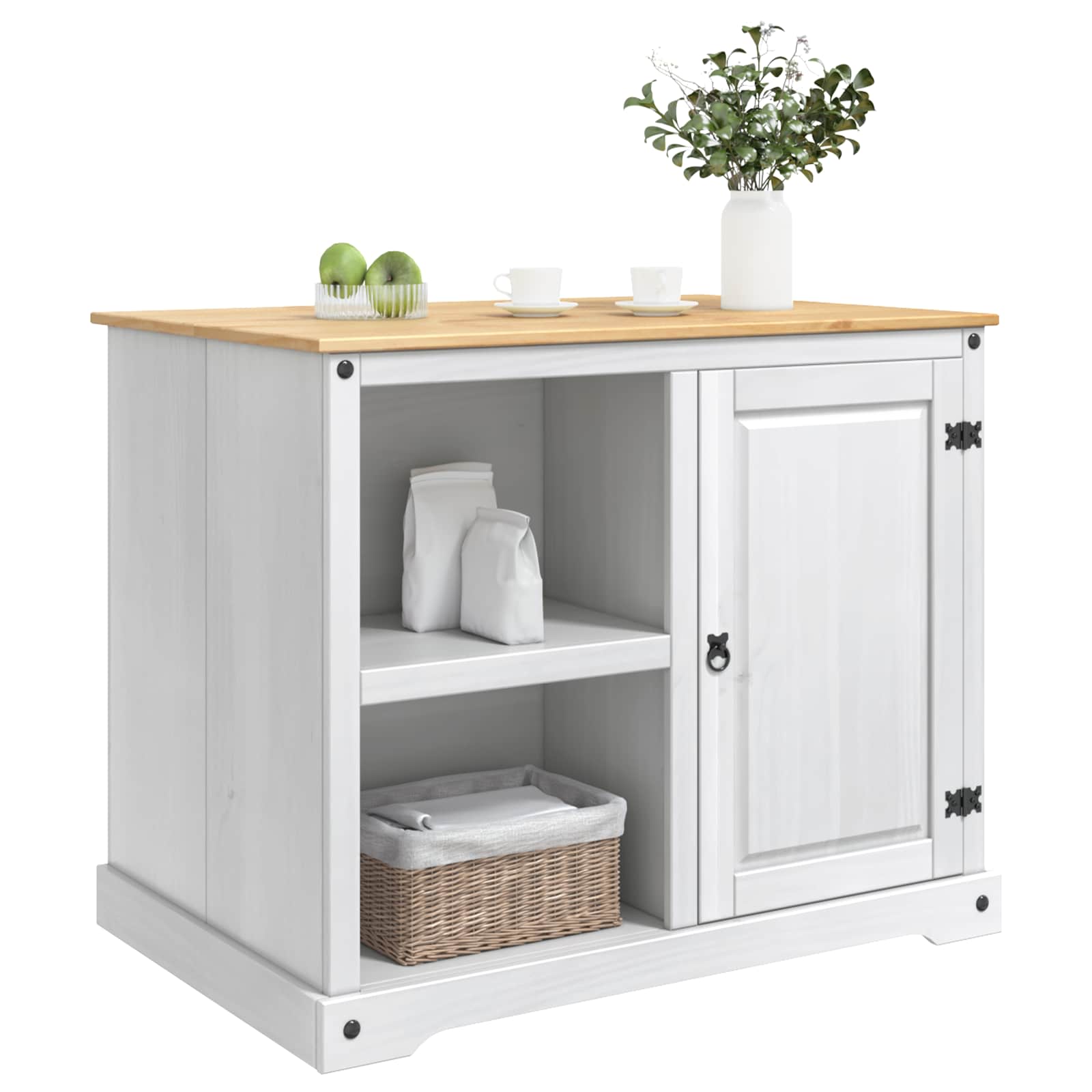 Küchentrolley 2 pcs Weiß und Honigwachs 112 x 77 x 91,5 cm