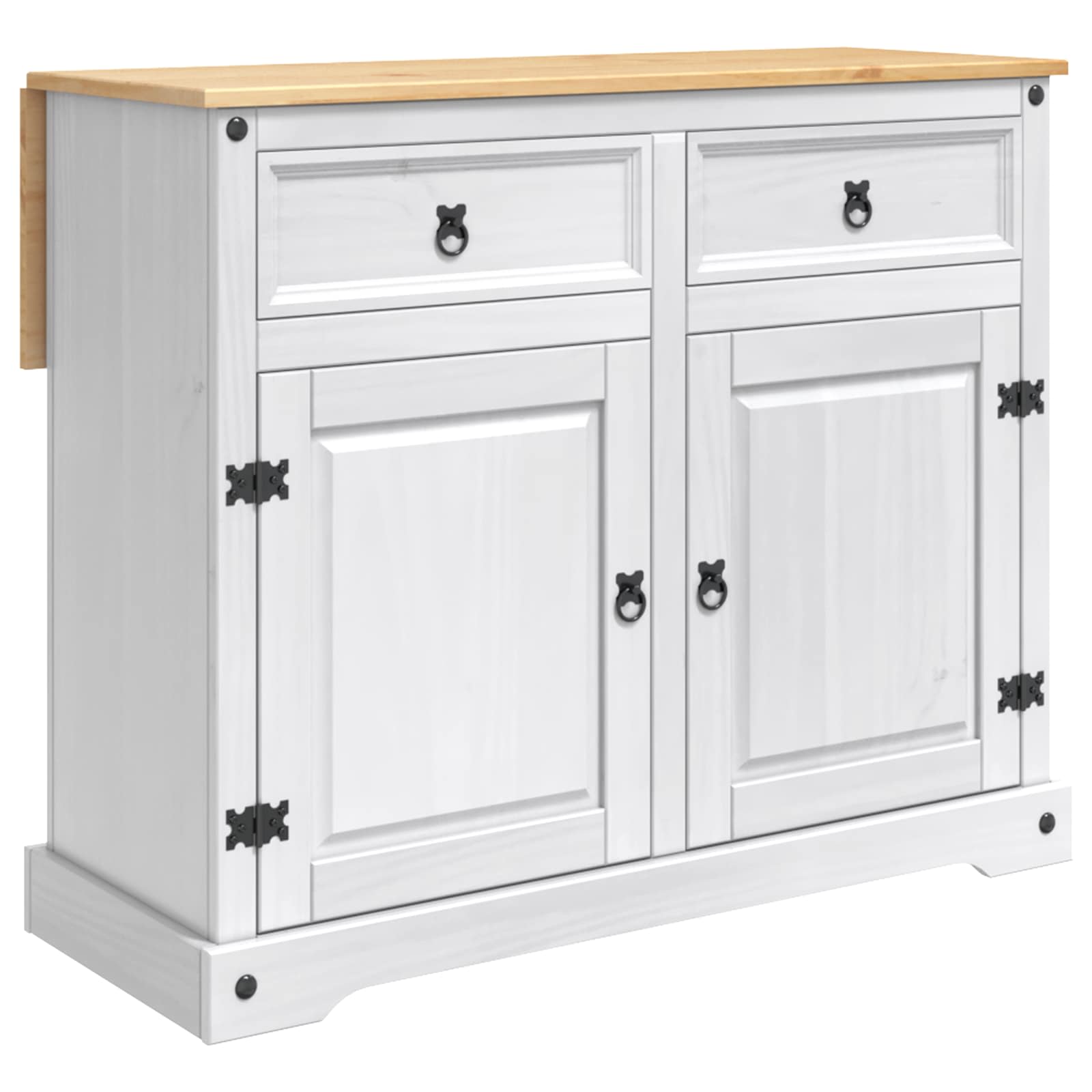 Küchentrolley 2 pcs Weiß und Honigwachs 112 x 70 x 91,5 cm