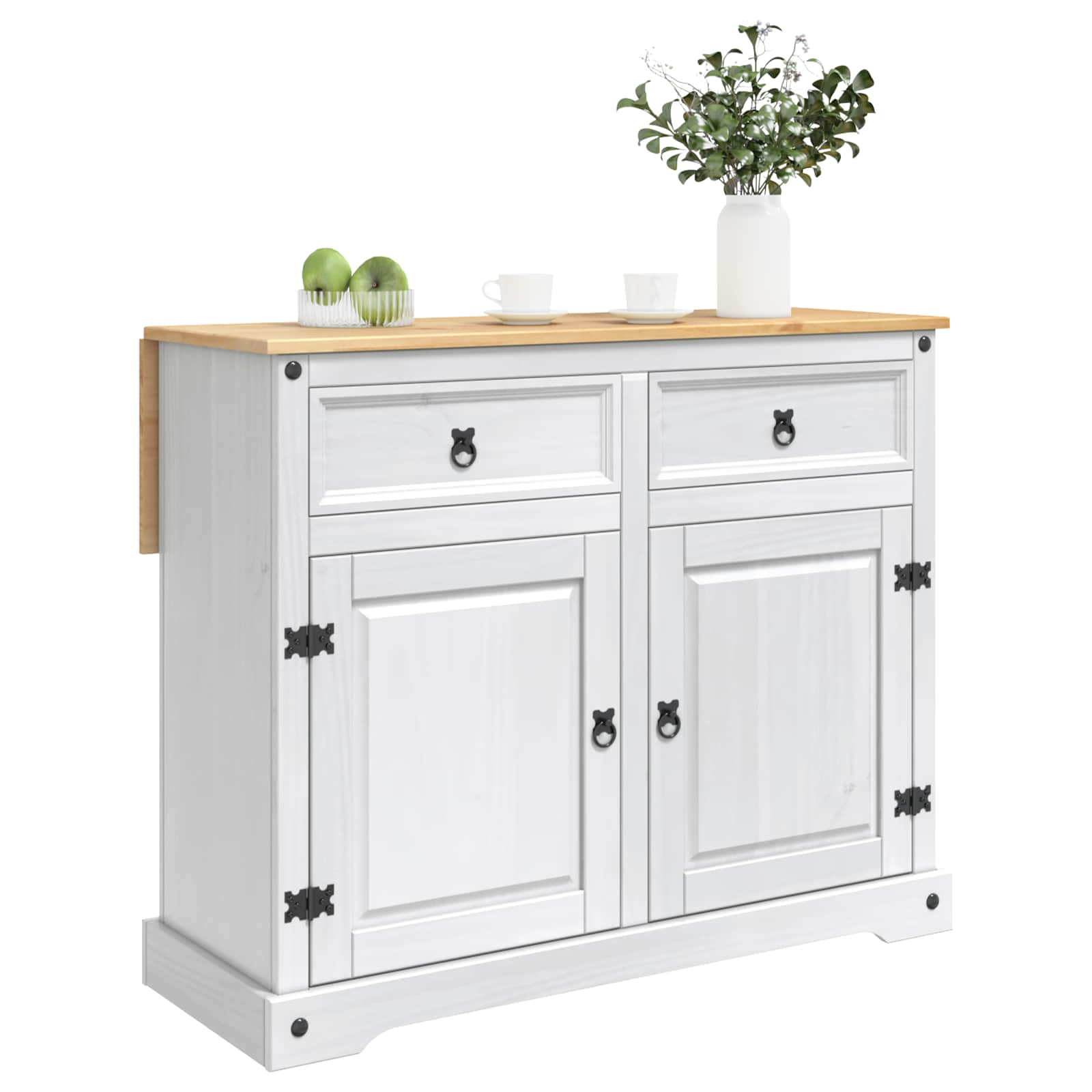 Küchentrolley 2 pcs Weiß und Honigwachs 112 x 70 x 91,5 cm