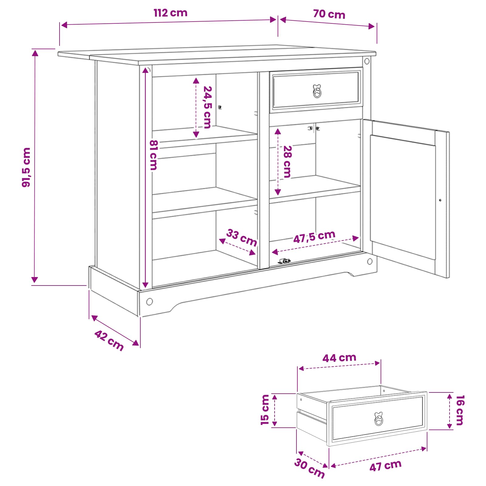 Küchentrolley 2 pcs Honigwachs 112 x 70 x 91,5 cm Massiv-Kiefer