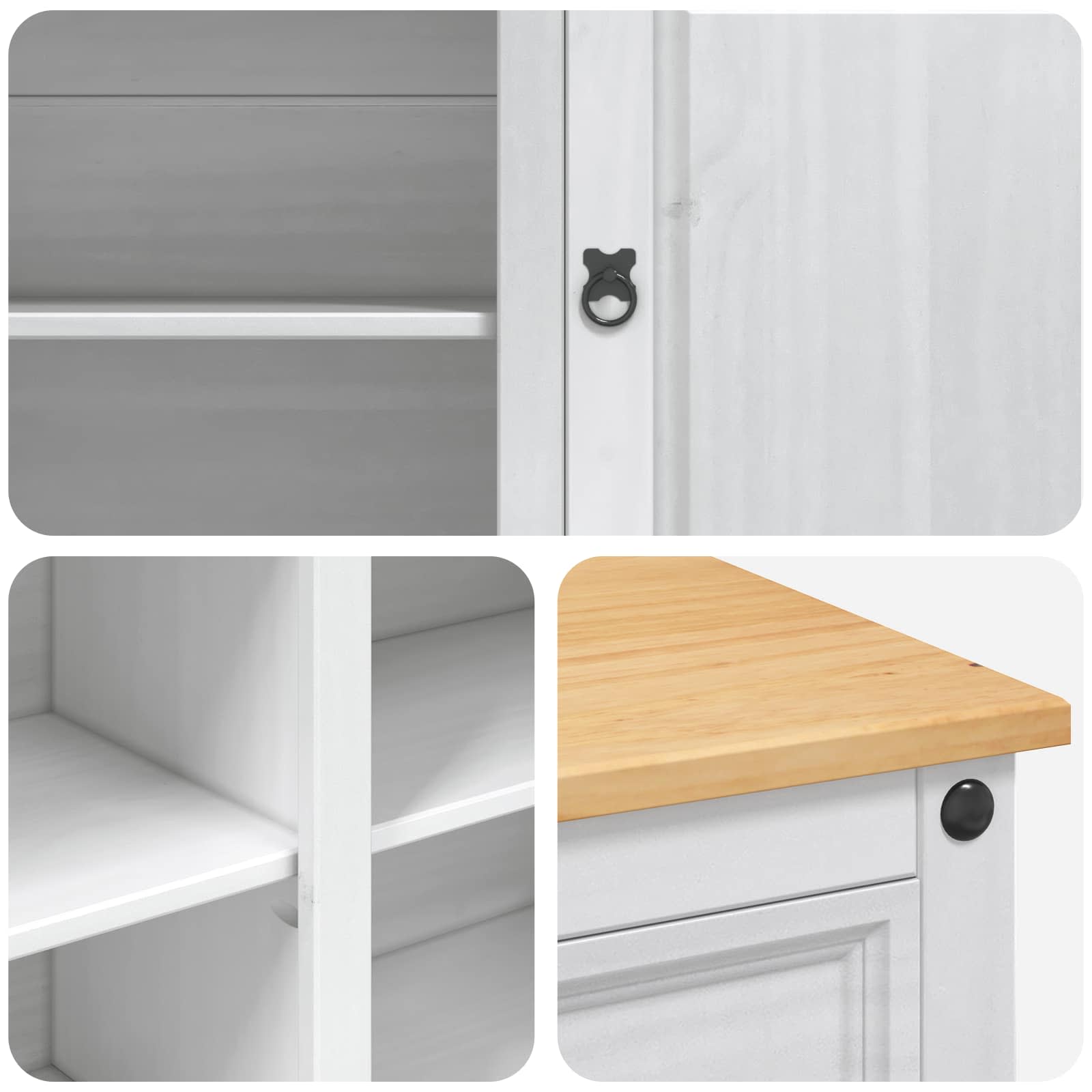Küchentrolley 2 pcs Weiß und Honigwachs 112 x 70 x 91,5 cm