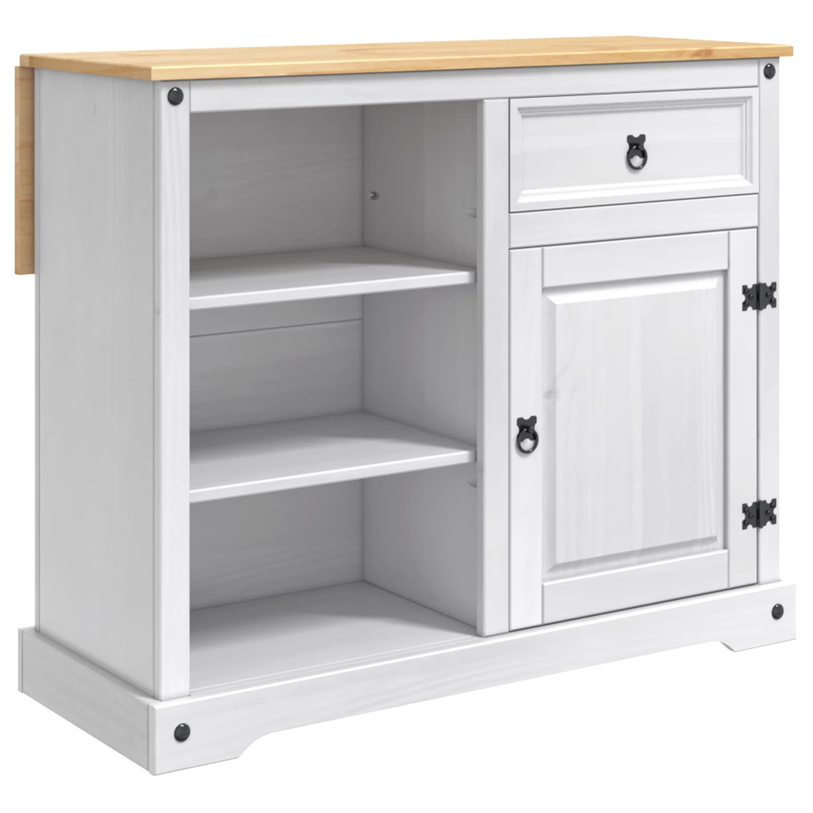 Küchentrolley 2 pcs Weiß und Honigwachs 112 x 70 x 91,5 cm