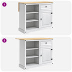 Küchentrolley 2 pcs Weiß und Honigwachs 112 x 70 x 91,5 cm