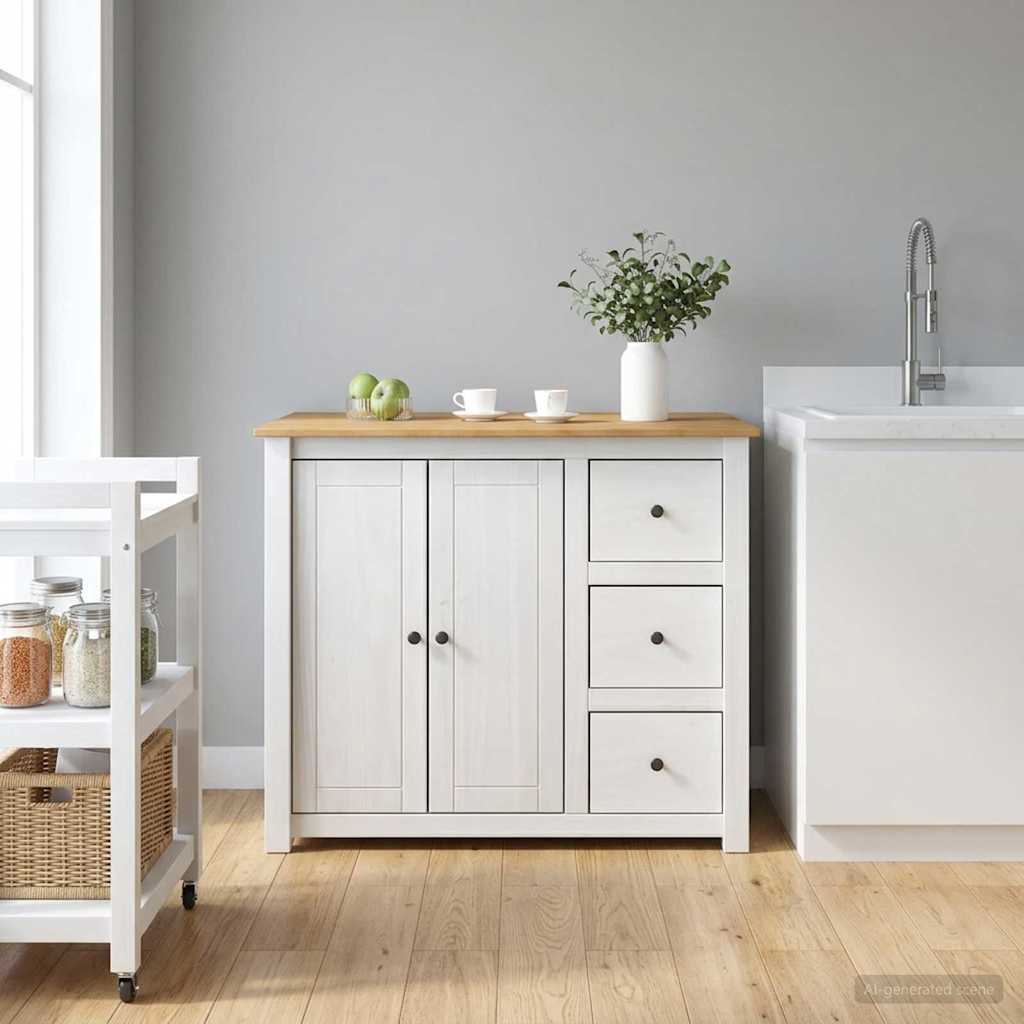 Küchentrolley PANAMA 2 pcs Weiß und Honigwachs 112 x 77 x 90 cm