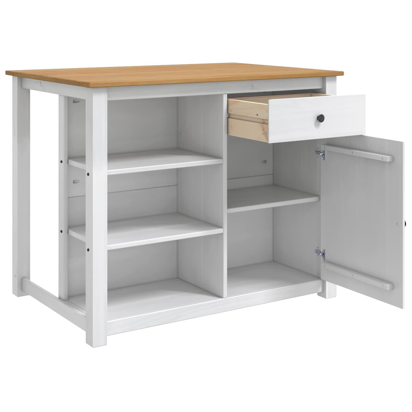 Küchentrolley PANAMA 2 pcs Weiß und Honigwachs 112 x 77 x 90 cm
