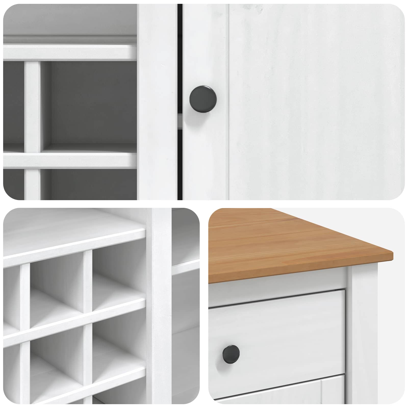 Küchentrolley PANAMA 2 pcs Weiß und Honigwachs 112 x 77 x 90 cm
