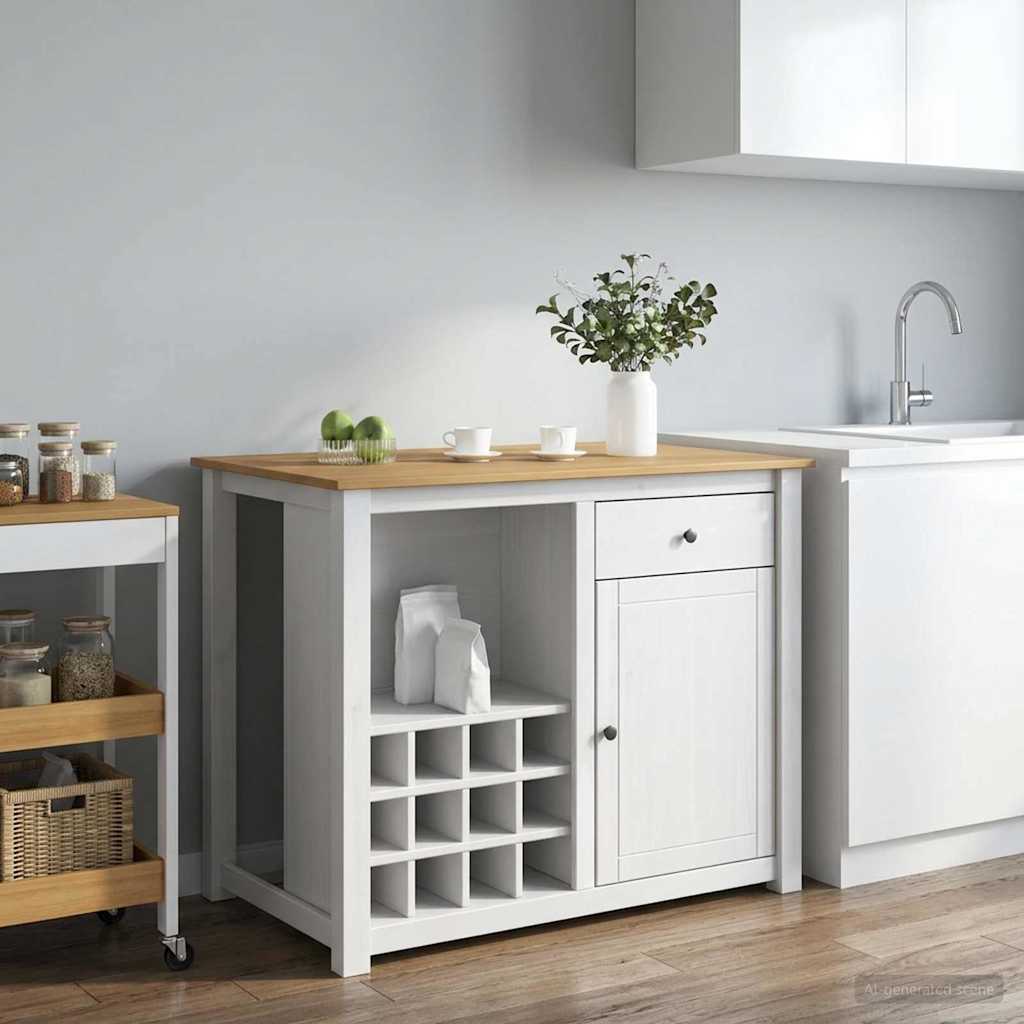Küchentrolley PANAMA 2 pcs Weiß und Honigwachs 112 x 77 x 90 cm