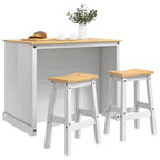 Kücheninsel Set 3 pcs Weiß und Honigwachs Massiv-Kiefer