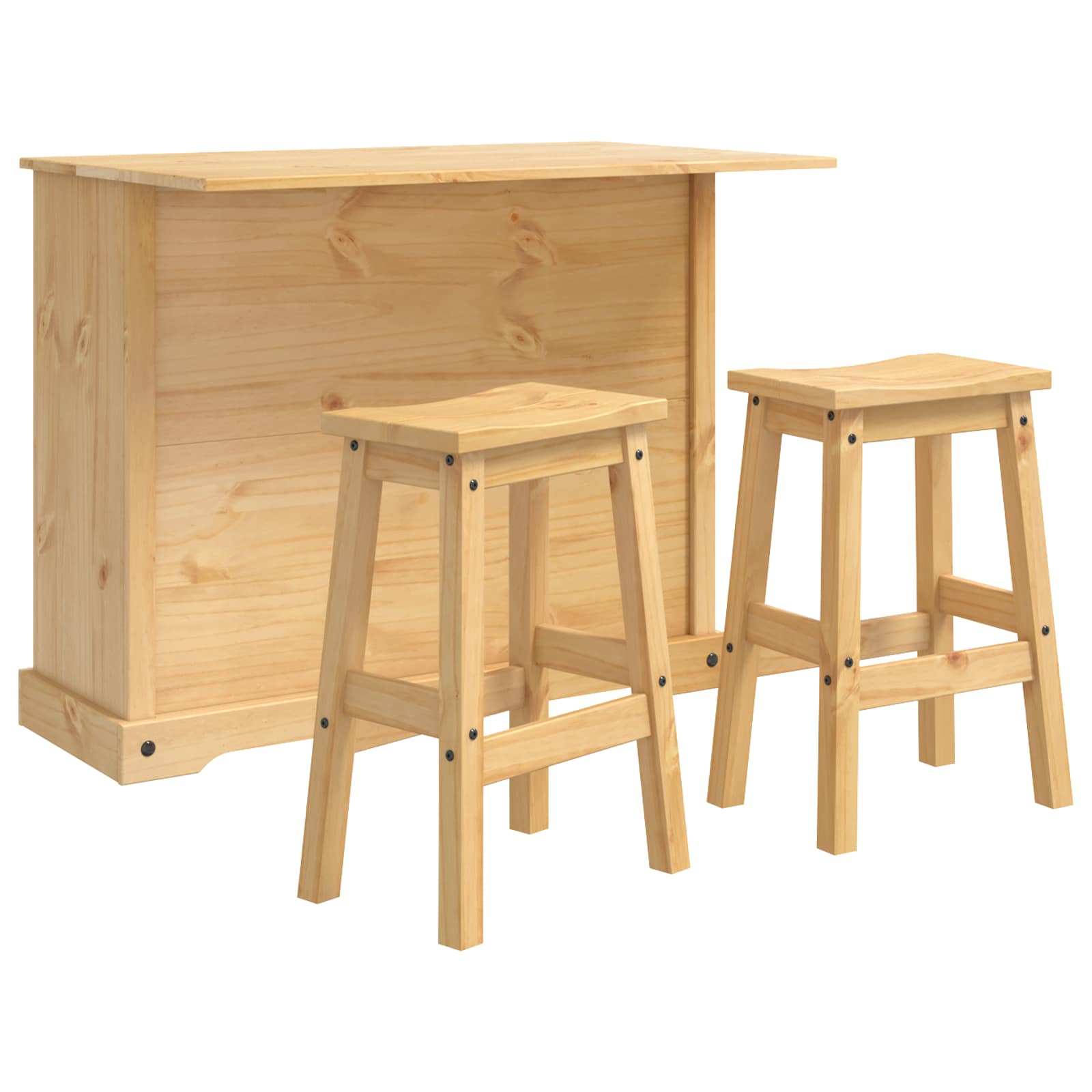 Kücheninsel Set CORONA 3 pcs Honigwachs Massives Kiefernholz