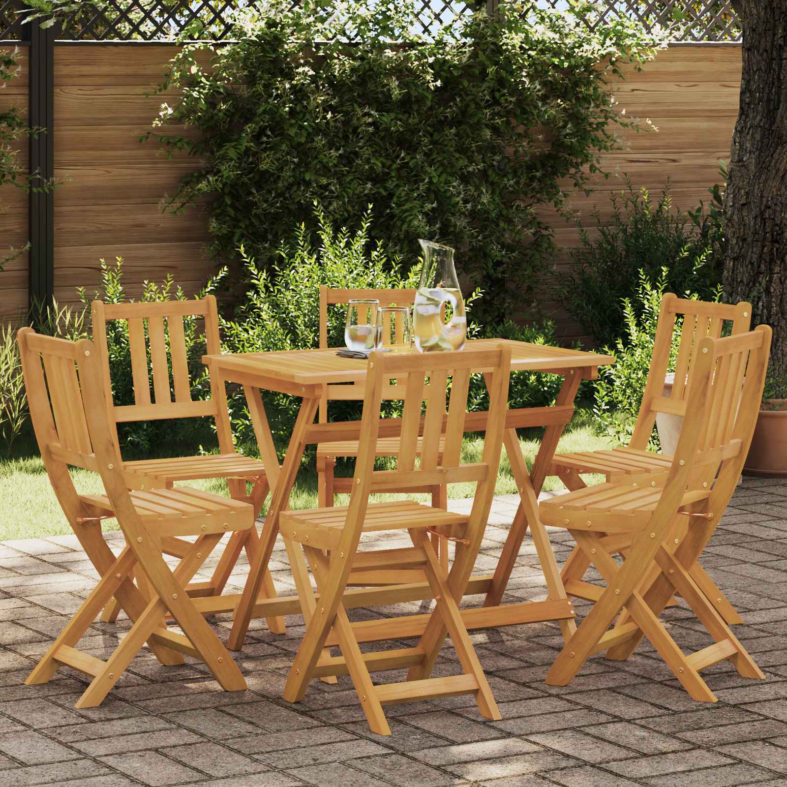 Außen Bistro-Stühle 6 pcs Natur Massivholz Akazie