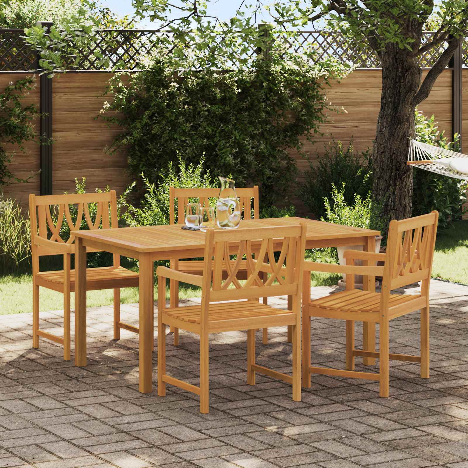 Bank Outdoor 4 pcs Natur 56 x 55,5 x 90 cm Massivholz Akazie
