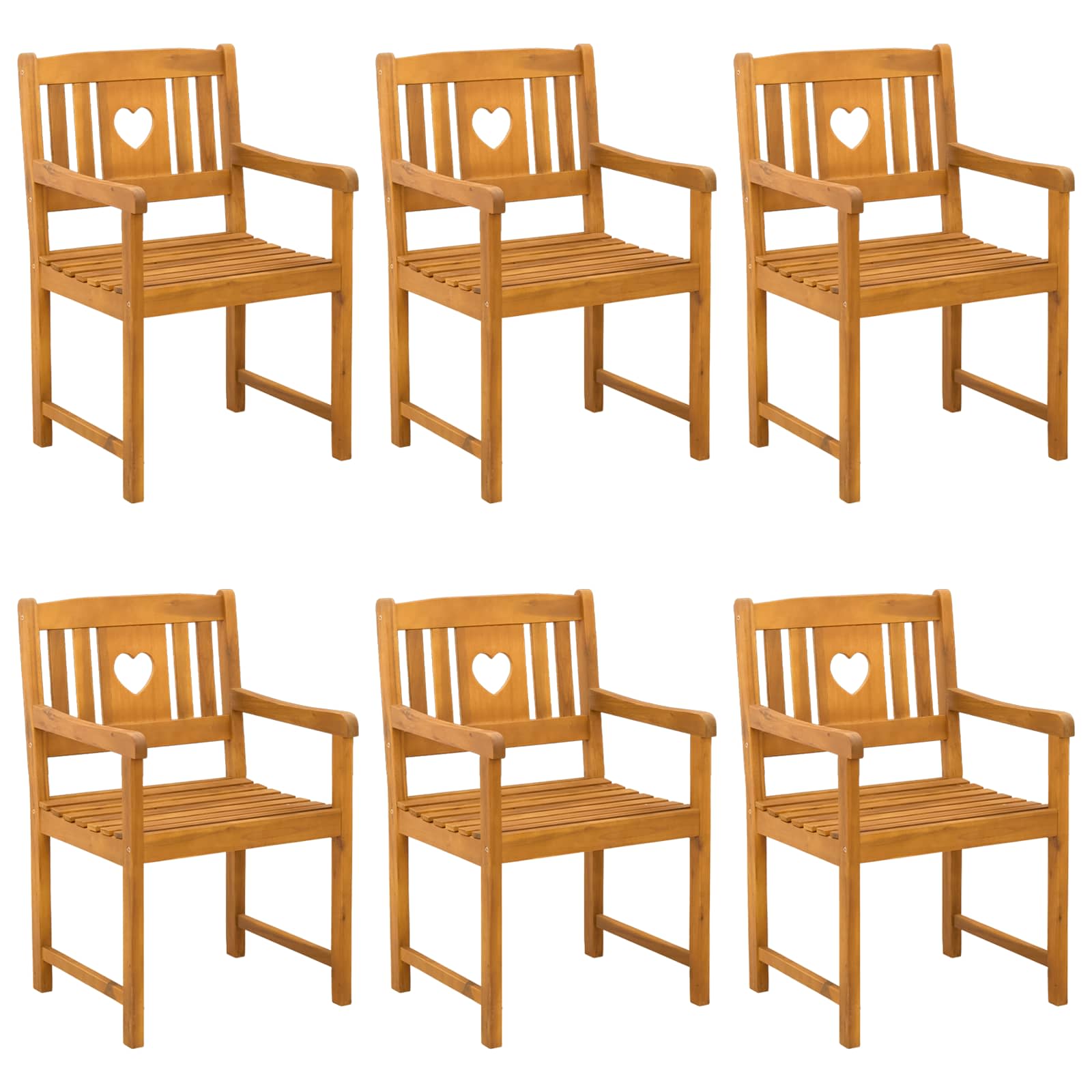 Bank Outdoor 6 pcs Natur 56 x 55,5 x 90 cm Massivholz Akazie