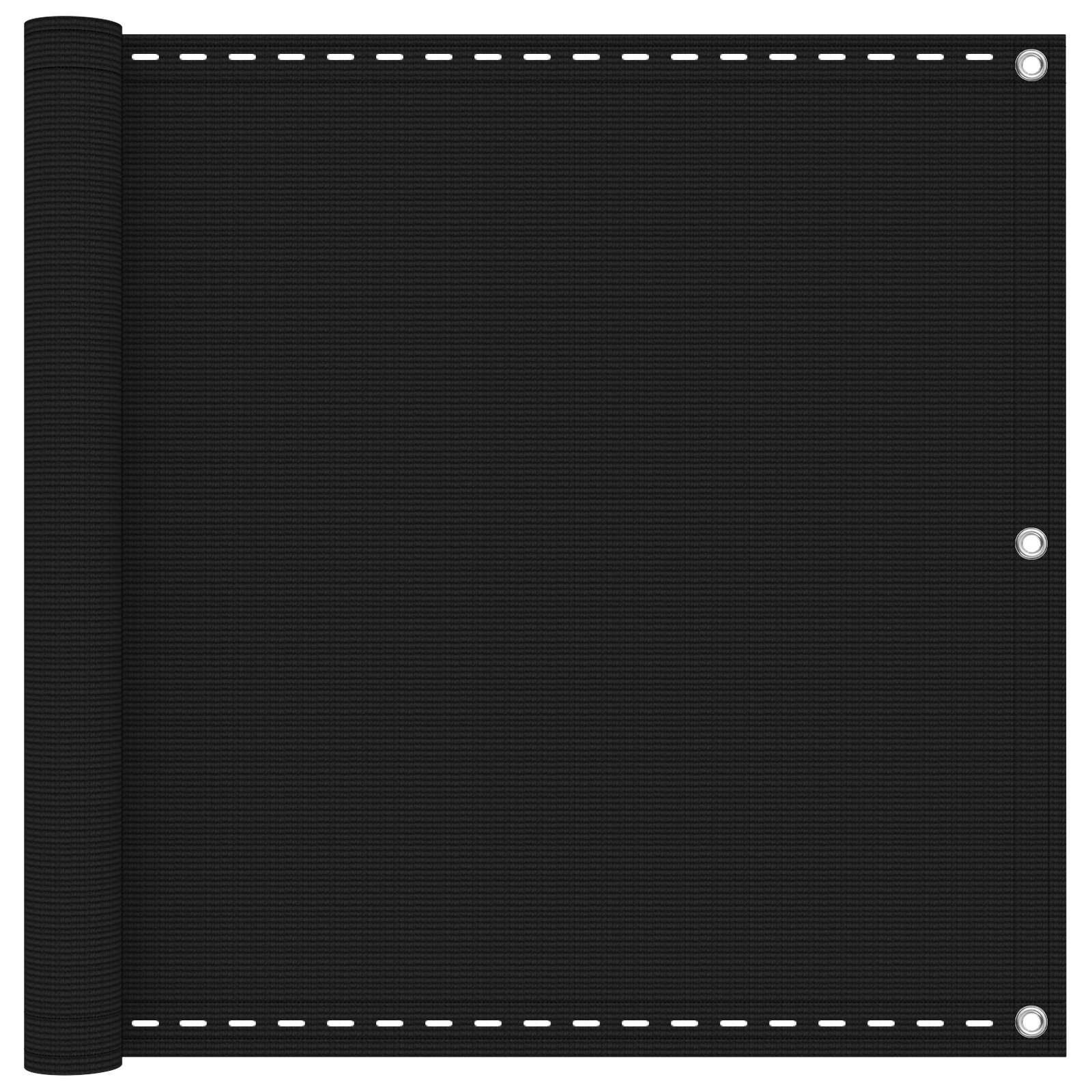 Balkonsichtschutz Schwarz 90 x 700 cm HDPE und Aluminium
