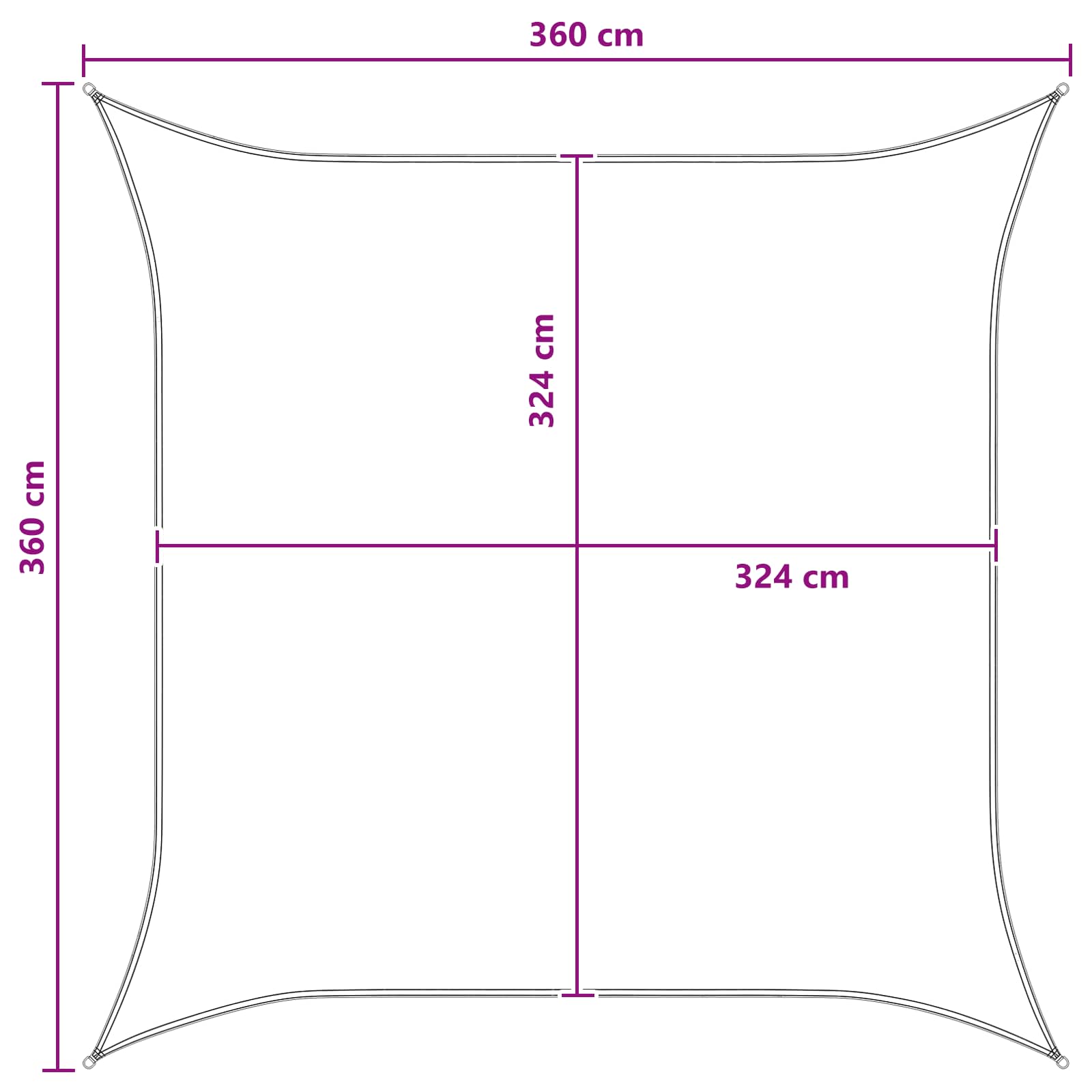 Sonnensegel Anthrazit und Weiß 3,6 x 3,6 m HDPE
