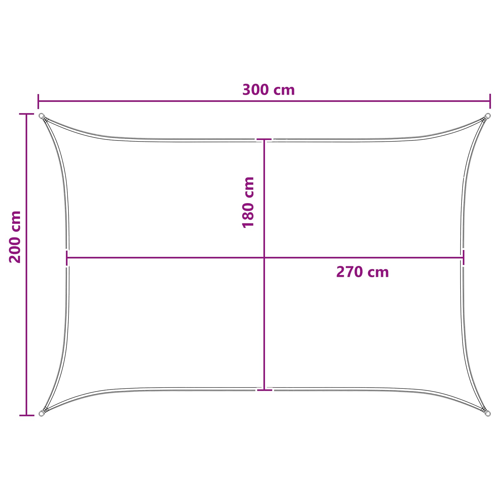 Sonnensegel Anthrazit und Weiß 2 x 3 m HDPE