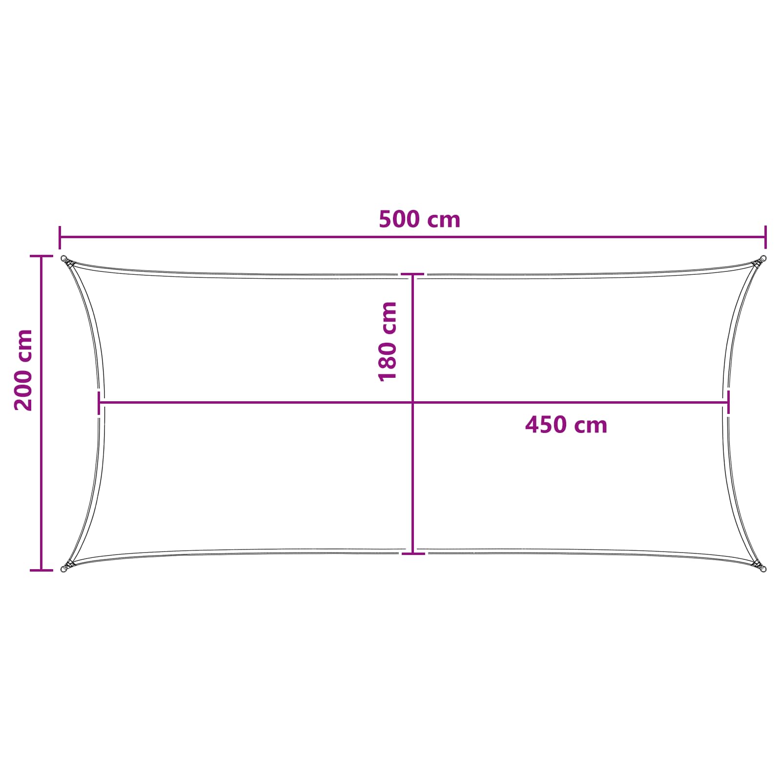 Sonnensegel Anthrazit und Weiß 2 x 5 m HDPE