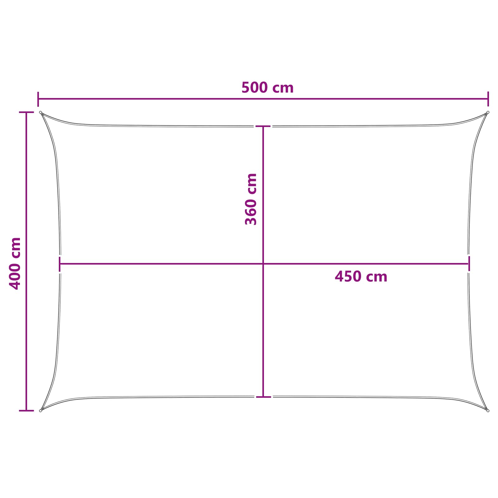 Sonnensegel Anthrazit und Weiß 4 x 5 m HDPE