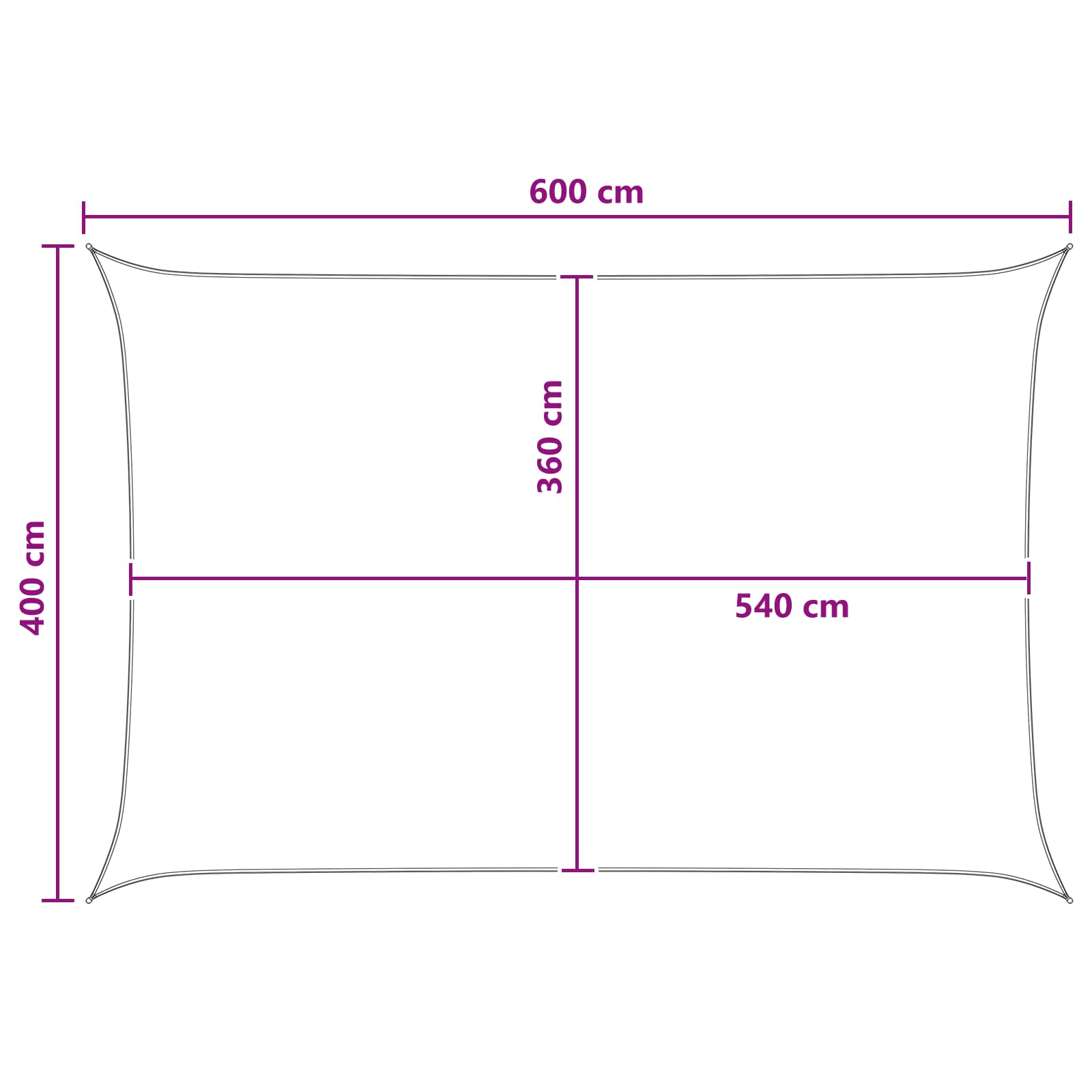 Sonnensegel Anthrazit und Weiß 4 x 6 m HDPE