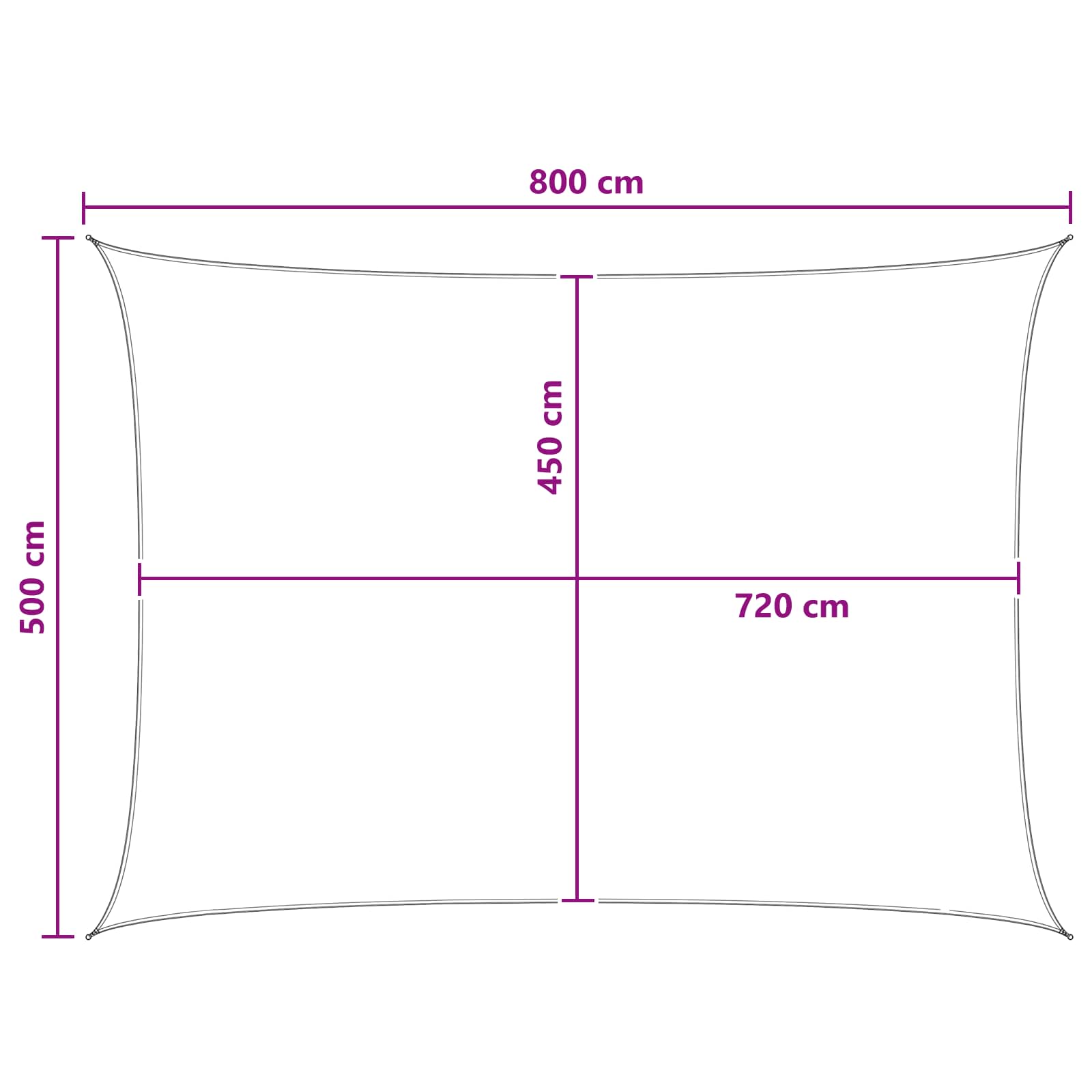 Sonnensegel Anthrazit und Weiß 5 x 8 m HDPE