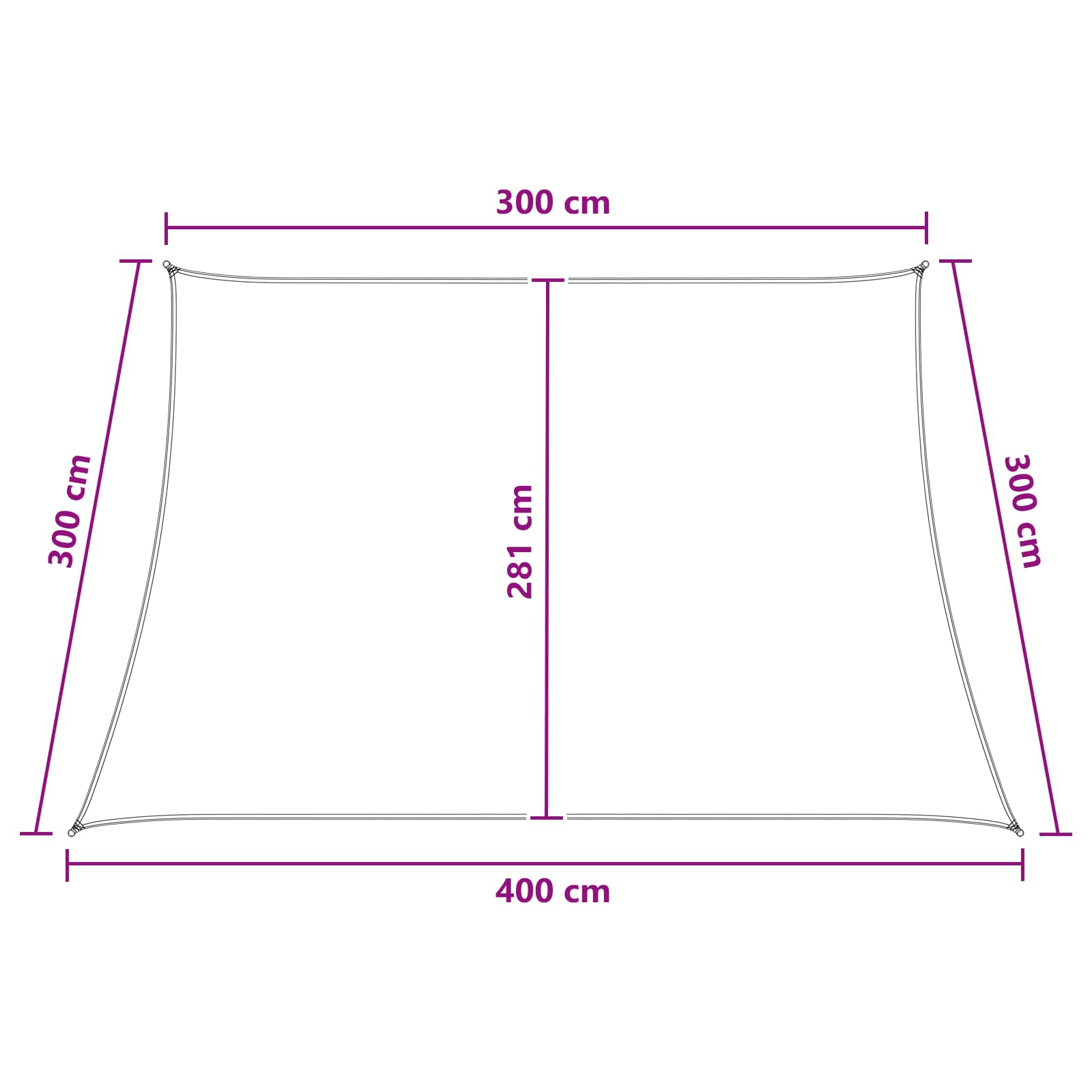 Sonnensegel Anthrazit und Weiß 3 / 4 x 3 m HDPE