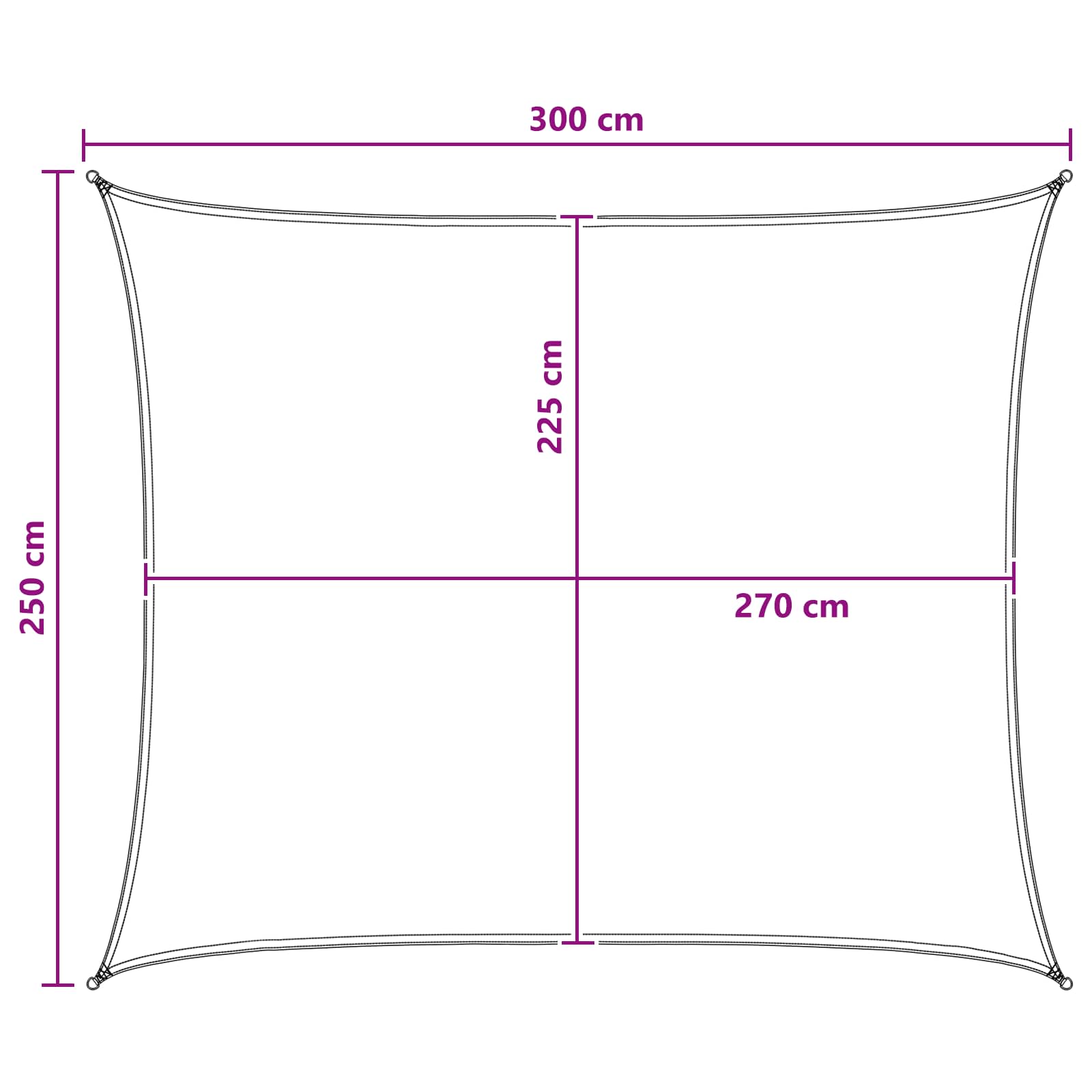 Sonnensegel Blau und Weiß 2,5 x 3 m HDPE