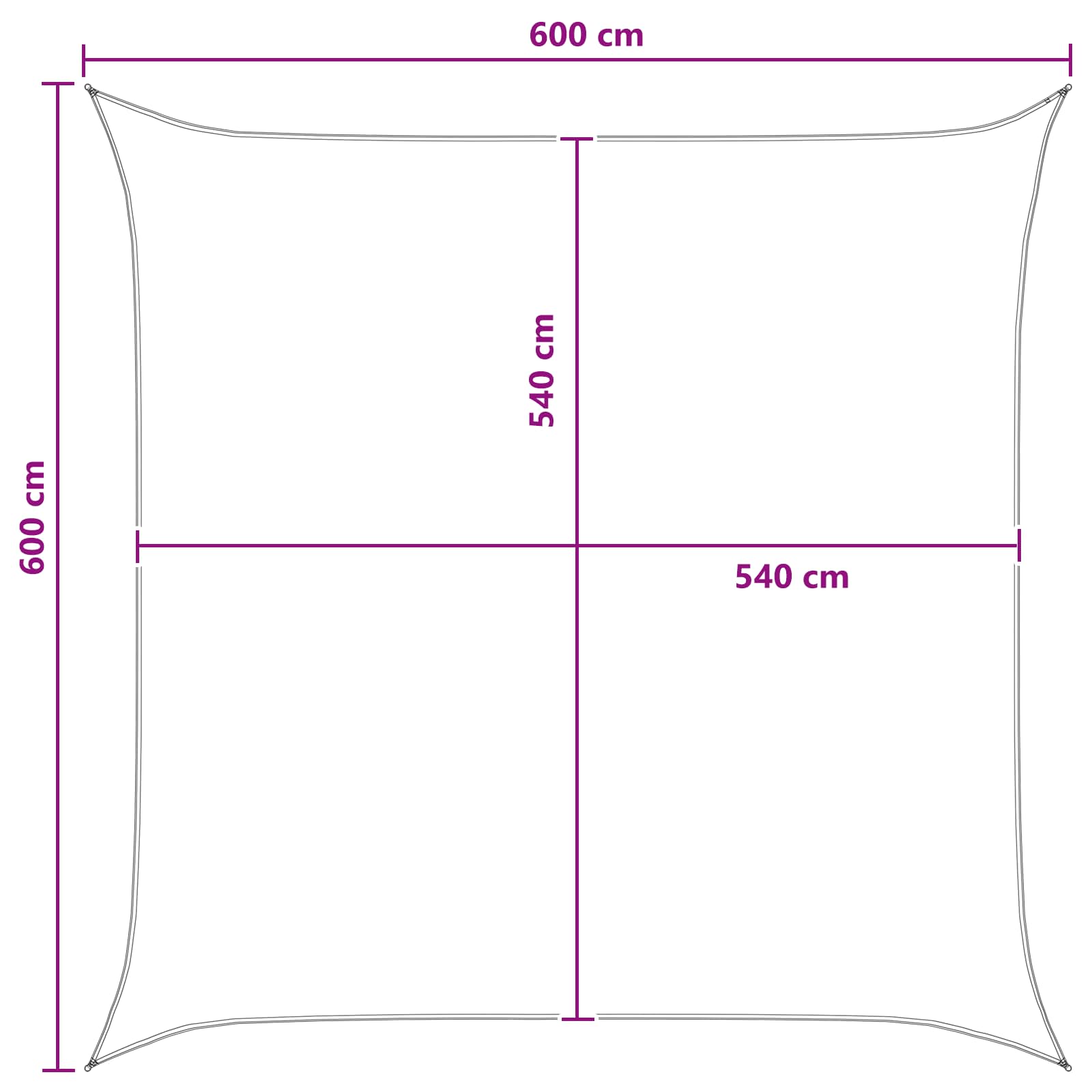 Sonnensegel Hellgrau und Weiß 6 x 6 m HDPE