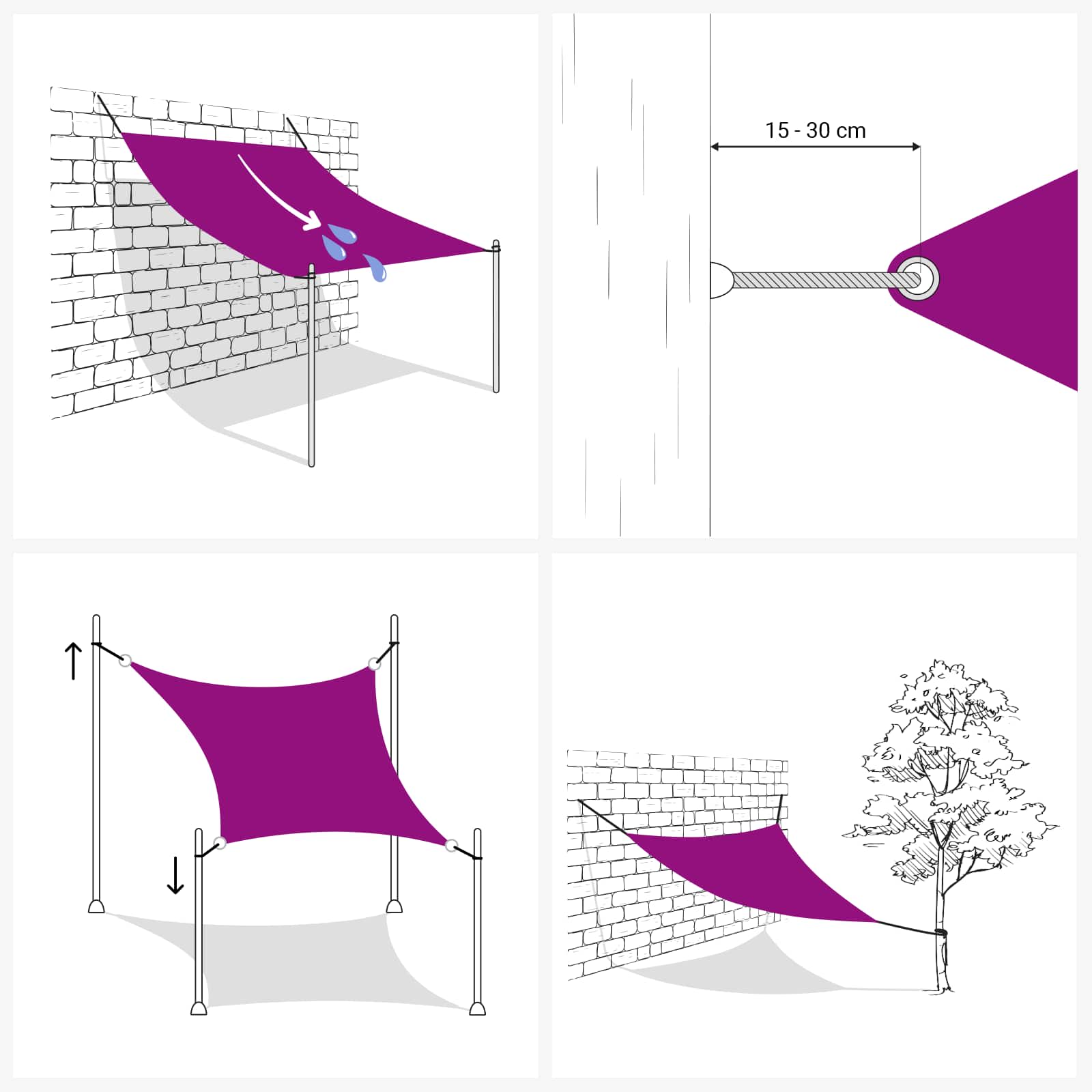 Sonnensegel Hellgrau und Weiß 2 x 3,5 m HDPE