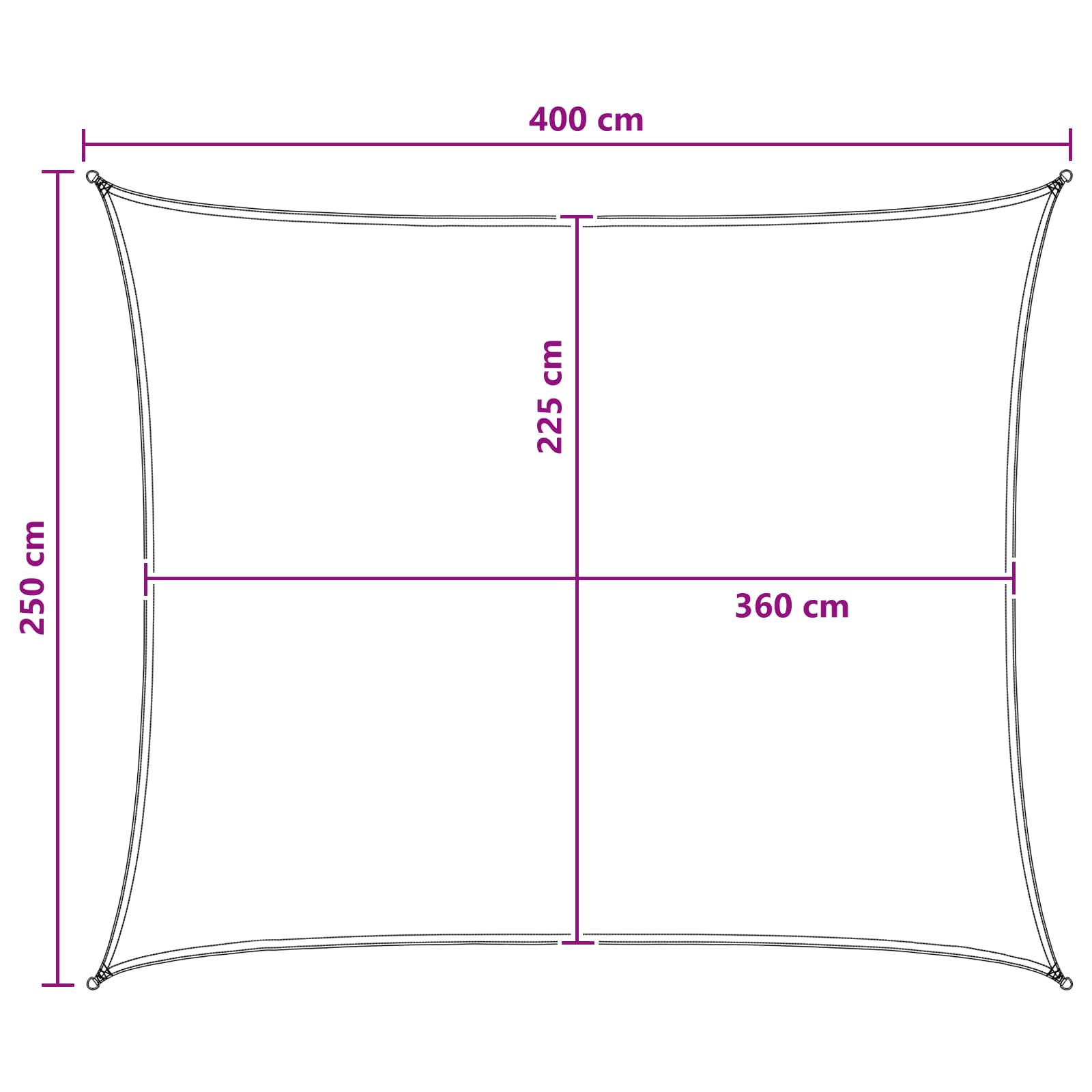 Sonnensegel Hellgrau und Weiß 2,5 x 4 m HDPE