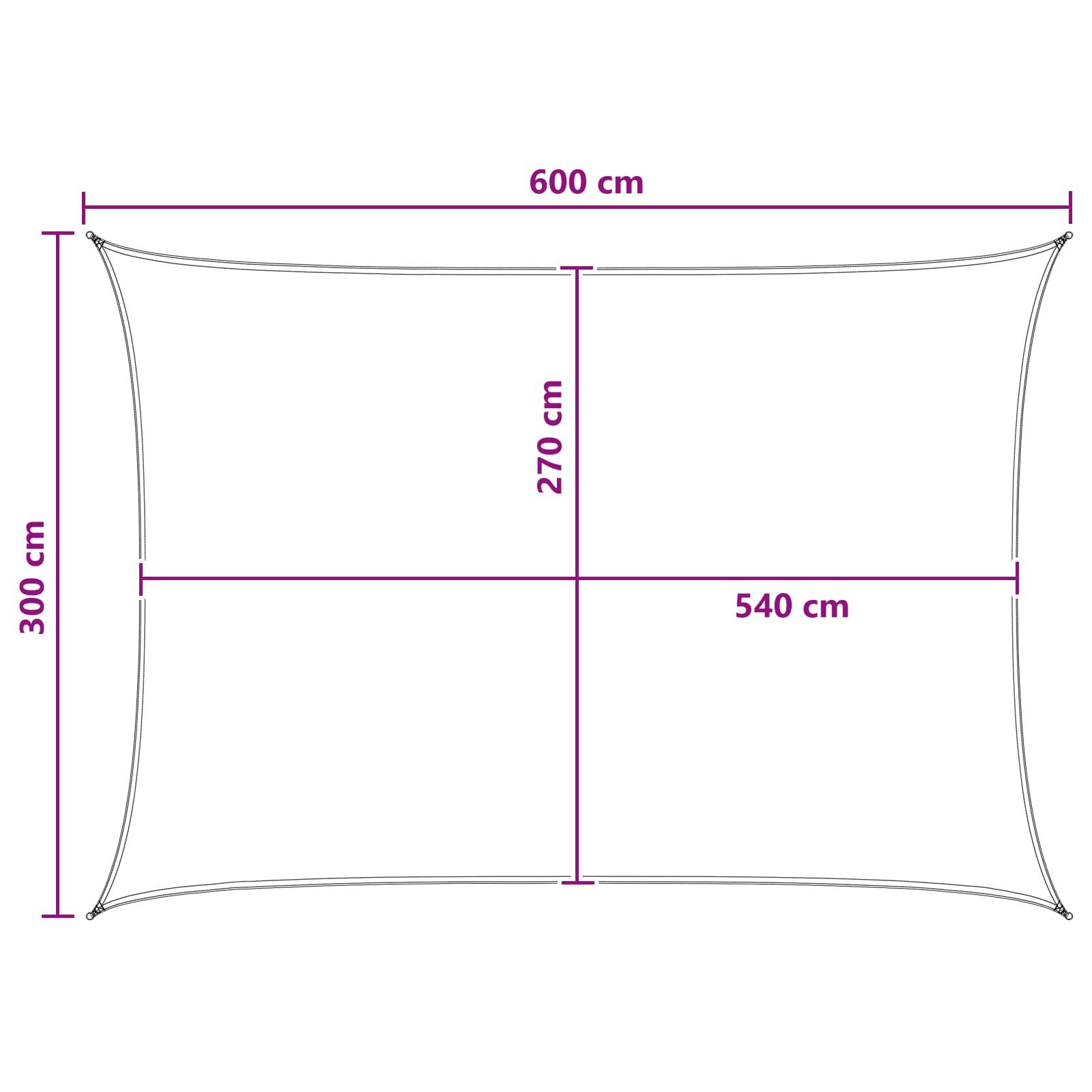 Sonnensegel Hellgrau und Weiß 3 x 6 m HDPE