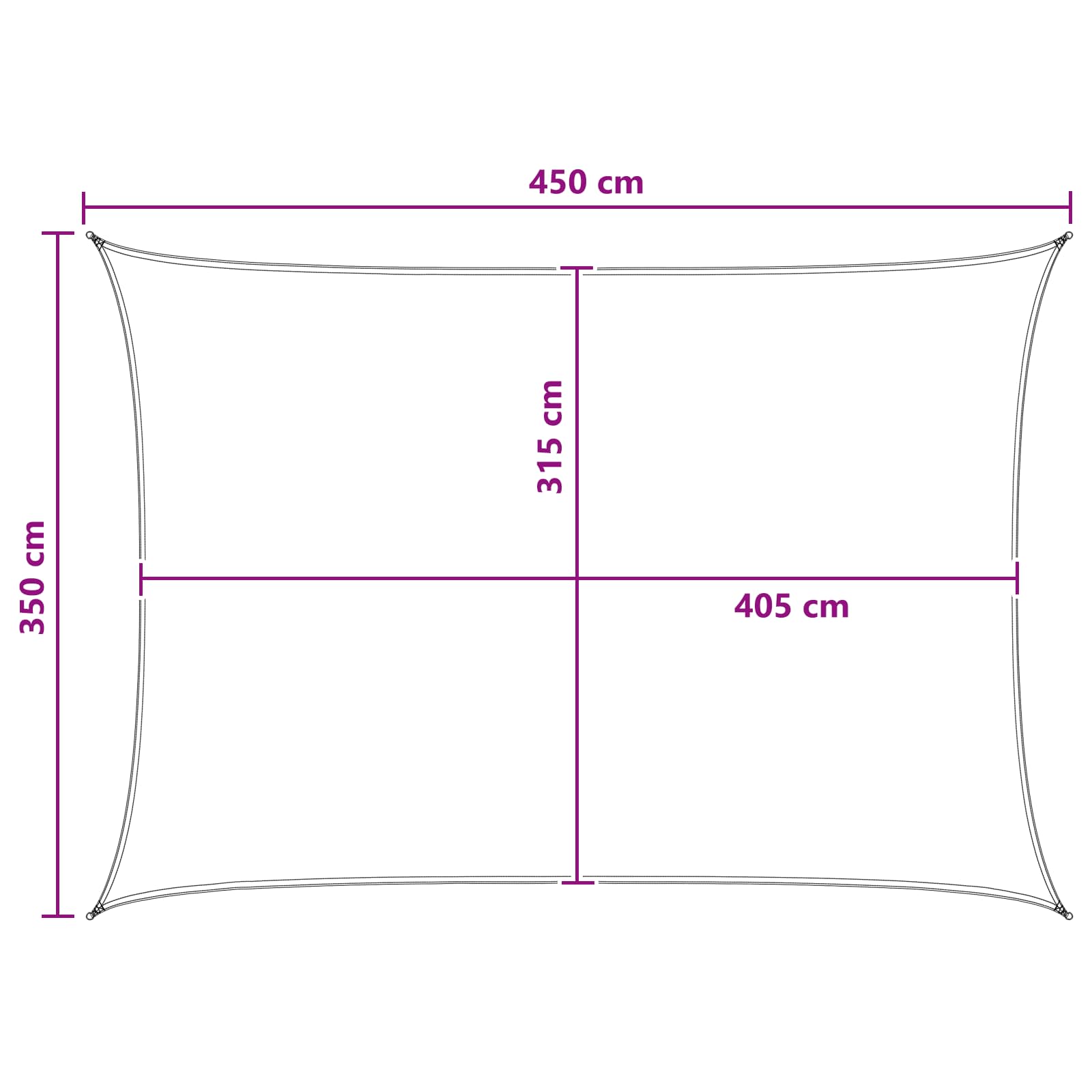 Sonnensegel Hellgrau und Weiß 3,5 x 4,5 m HDPE