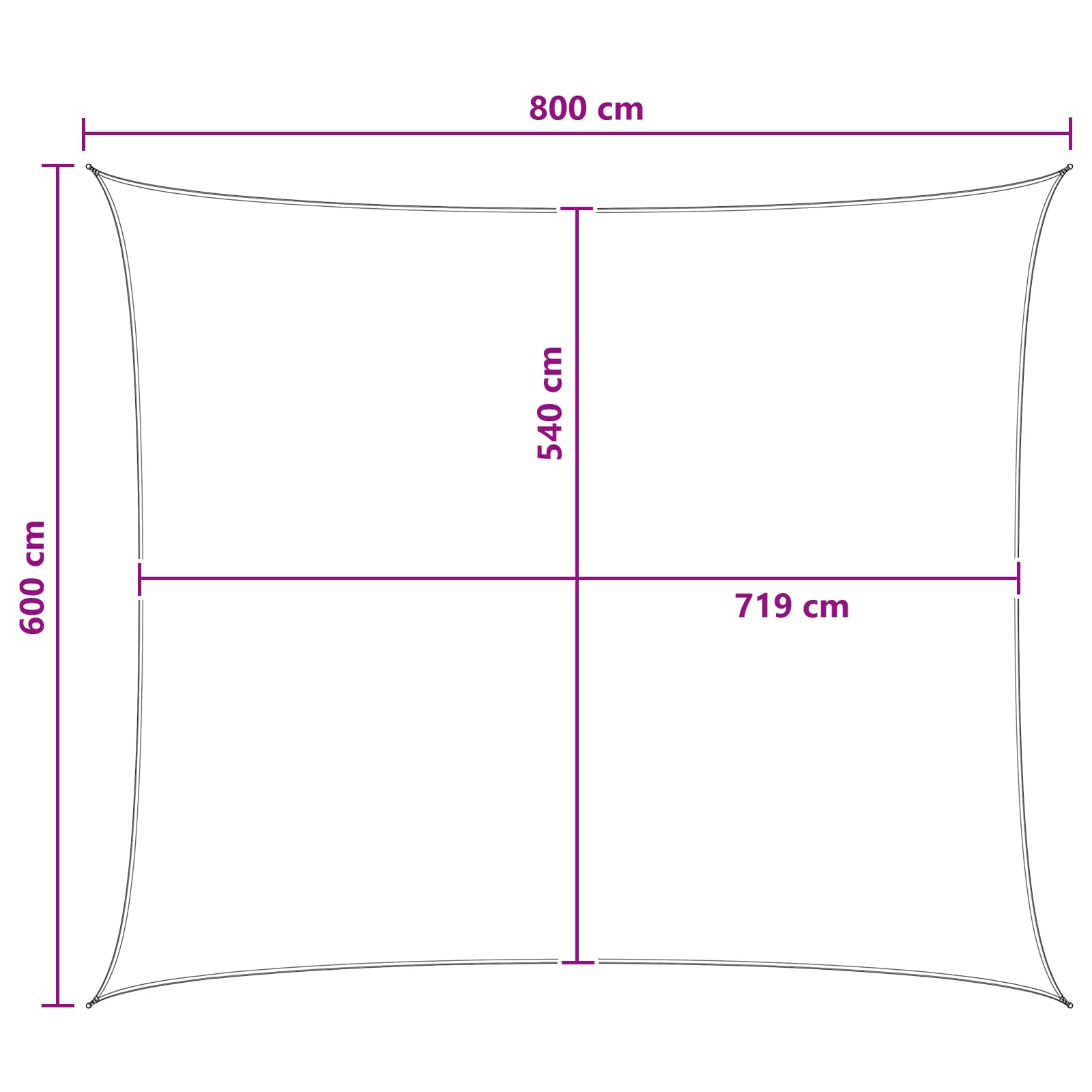 Sonnensegel Hellgrau und Weiß 6 x 8 m HDPE