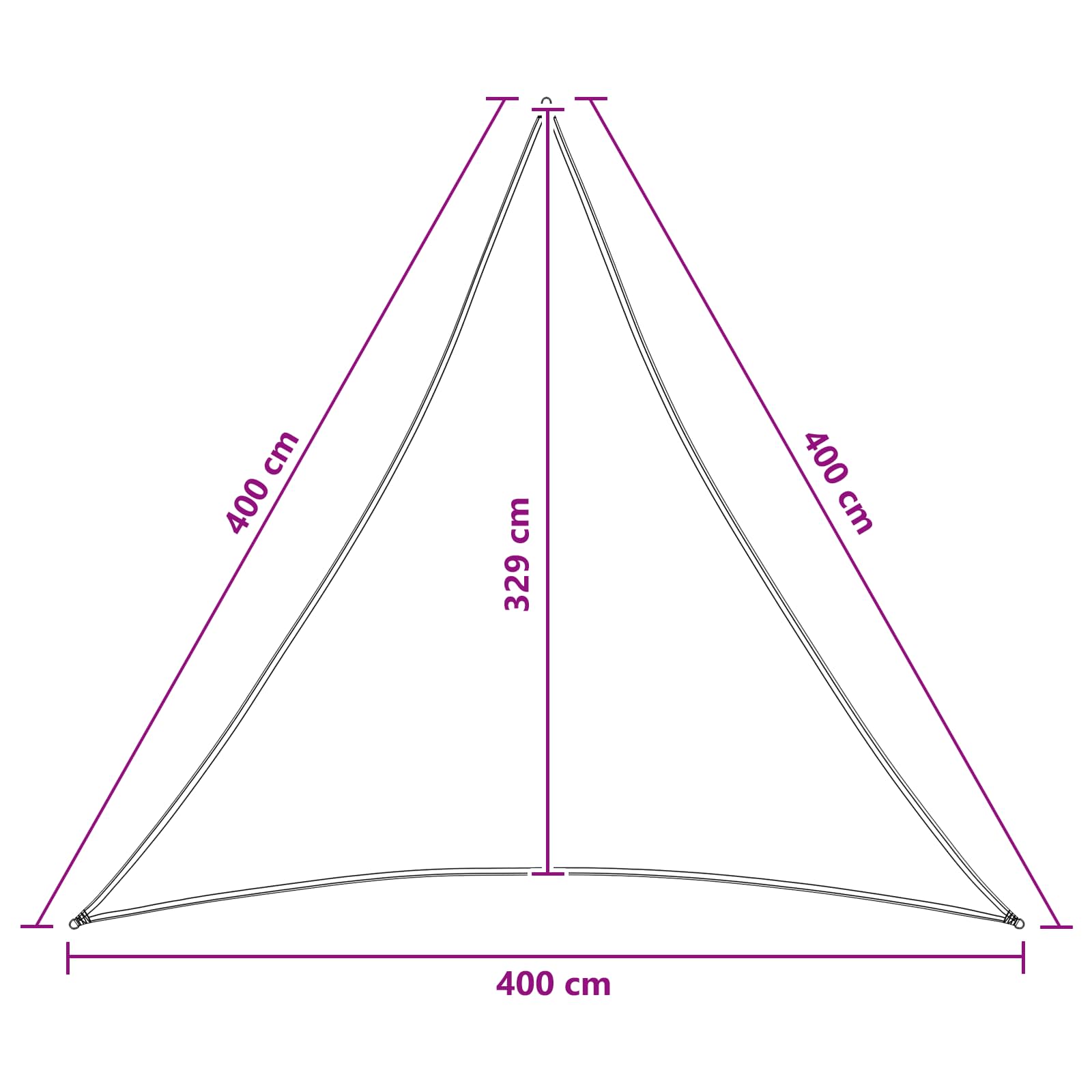 Sonnensegel Hellgrau und Weiß 4 x 4 x 4 m HDPE