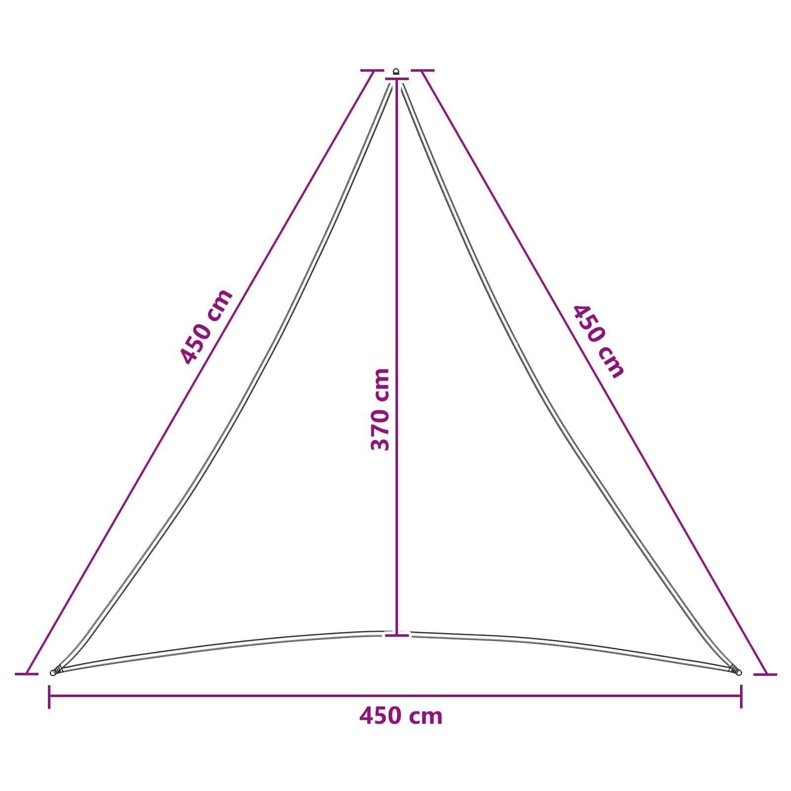 Sonnensegel Hellgrau und Weiß 4,5 x 4,5 x 4,5 m HDPE