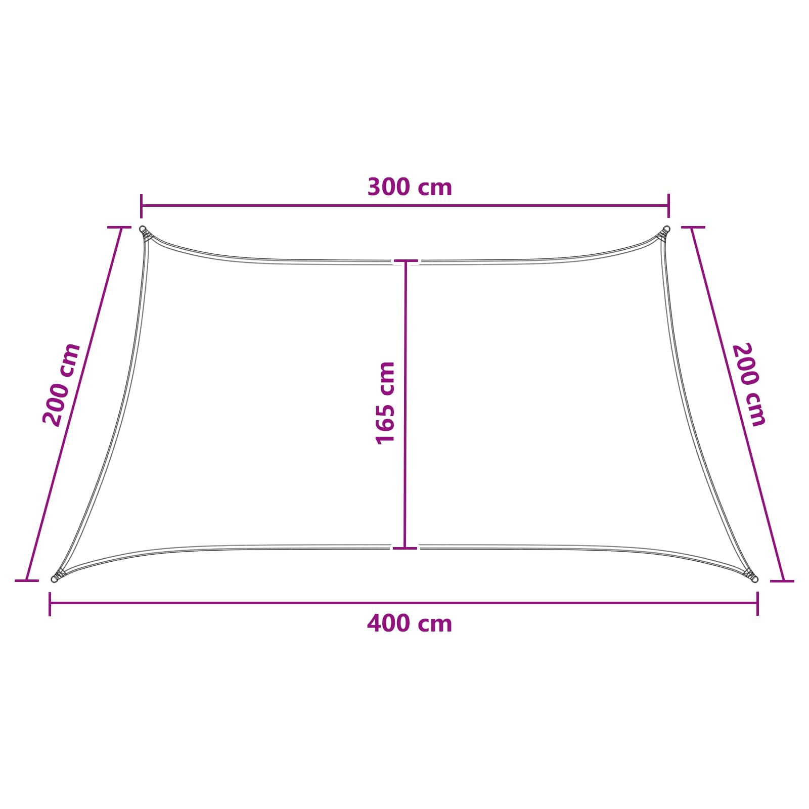 Sonnensegel Hellgrau und Weiß 3 / 4 x 2 m HDPE
