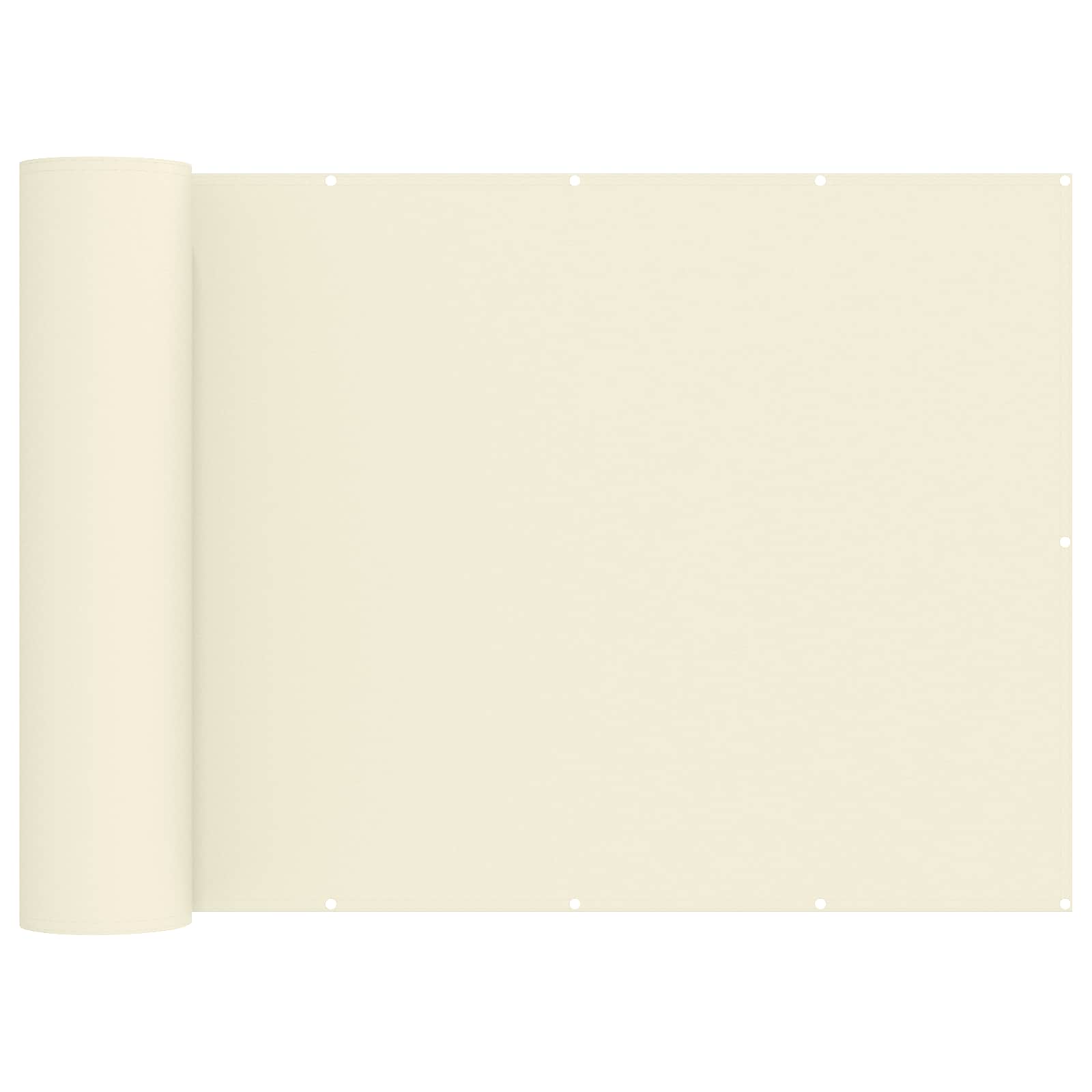 Balkon Sichtschutz 200 x 500 cm Stoff mit PU-Beschichtung Creme