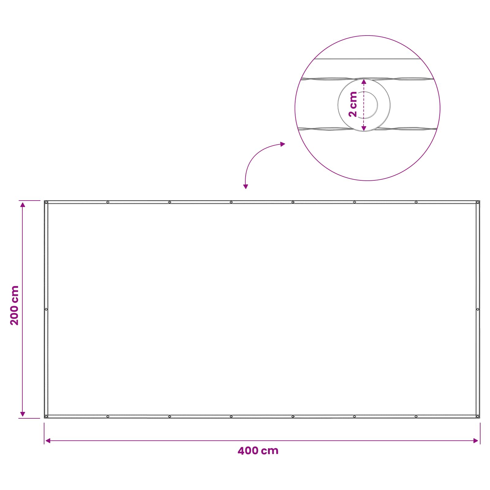 Balkon Sichtschutz 200 x 400 cm Stoff mit PU-Beschichtung