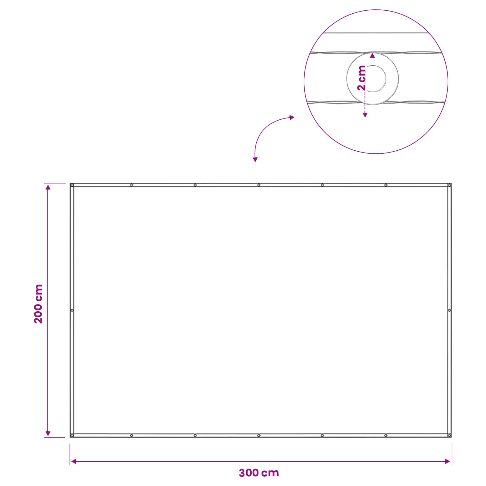 Balkon Sichtschutz 200 x 300 cm Stoff mit PU-Beschichtung