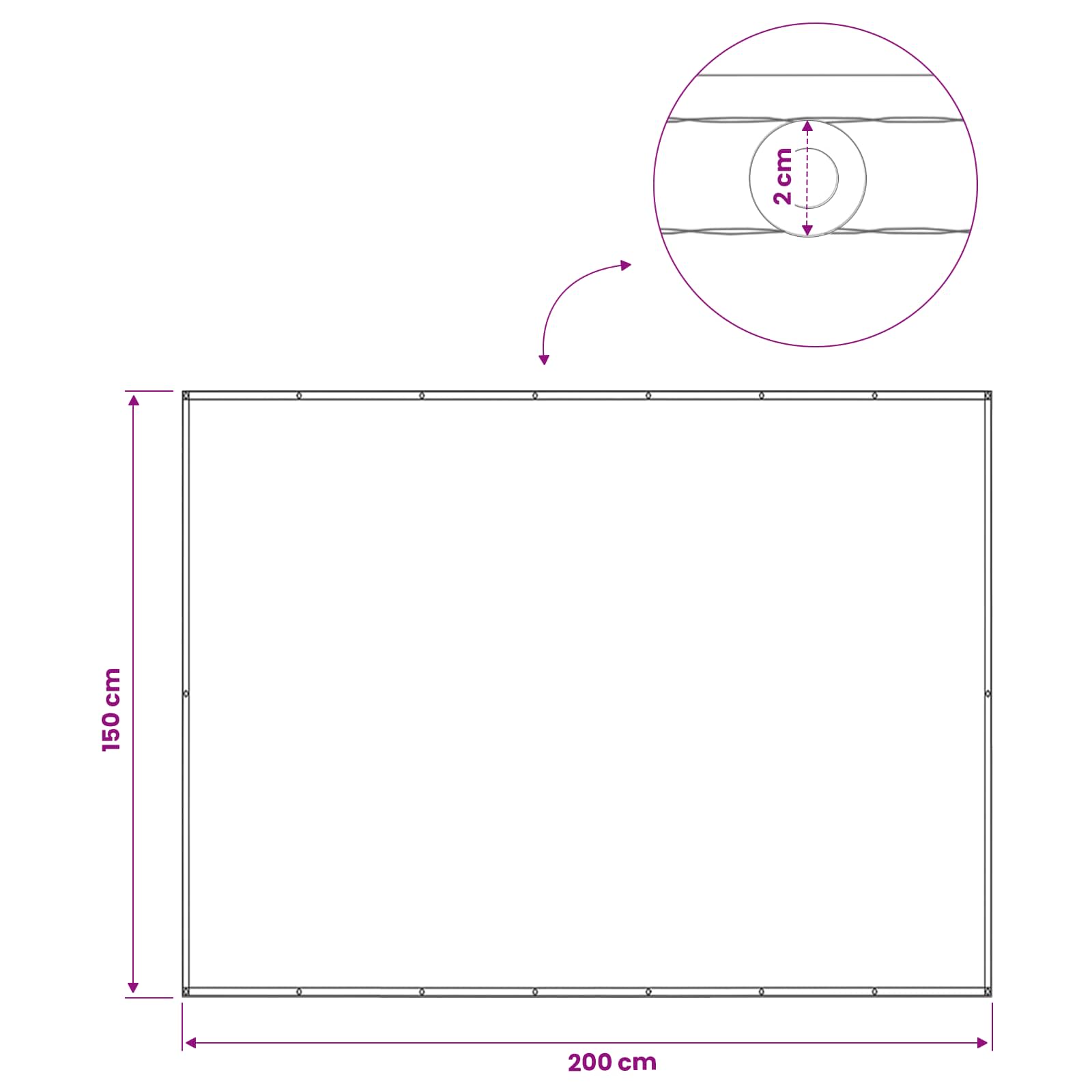 Balkon Sichtschutz 150 x 200 cm Stoff mit PU-Beschichtung Rot