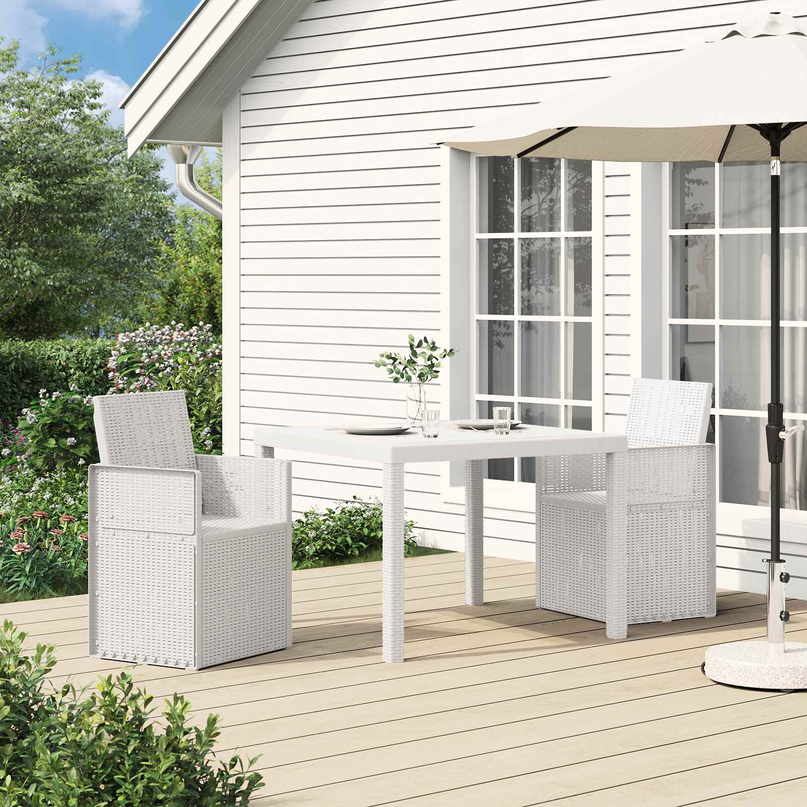 Garten Esszimmerstühle 2 pcs Weiß PP